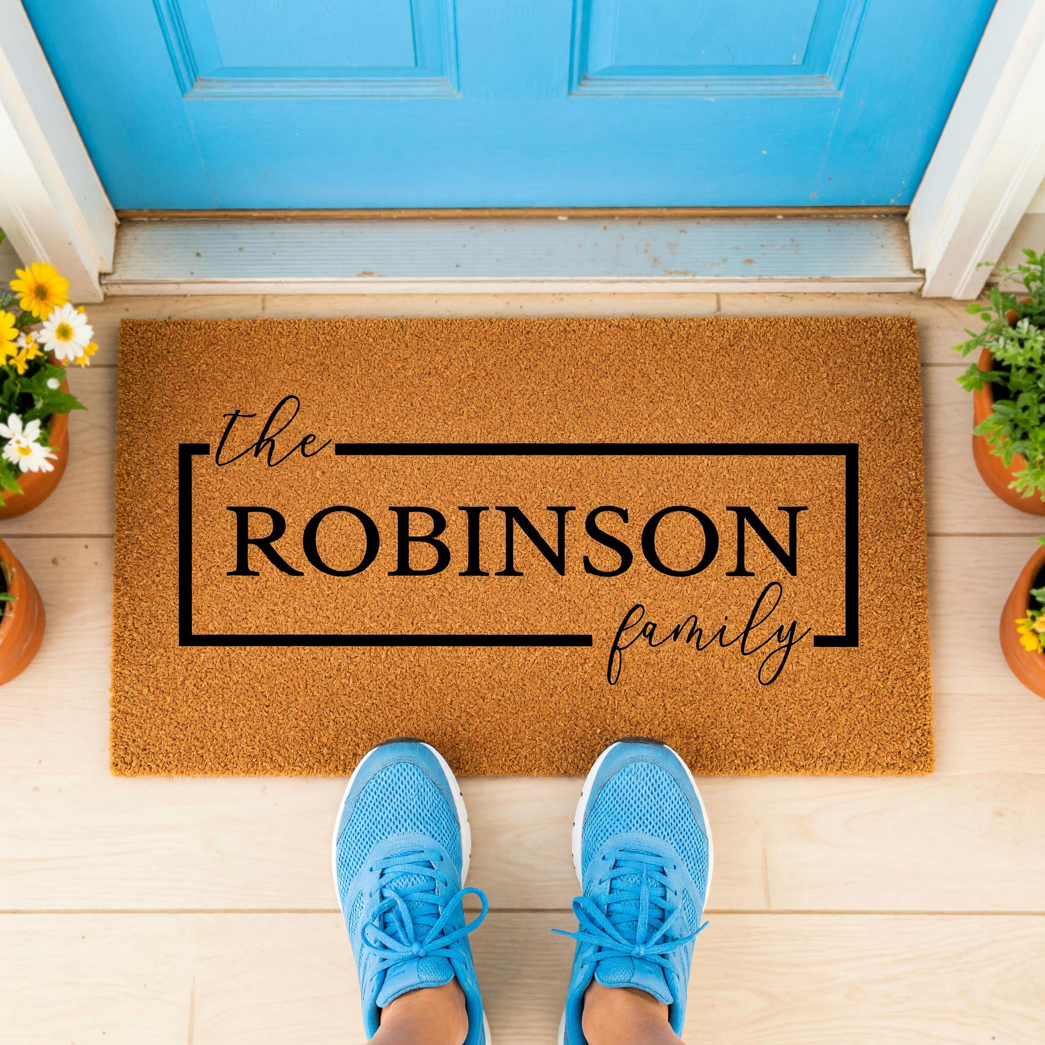 Custom Family Name Doormat, Personalized Welcome Mat, Front Porch Housewarming Gift