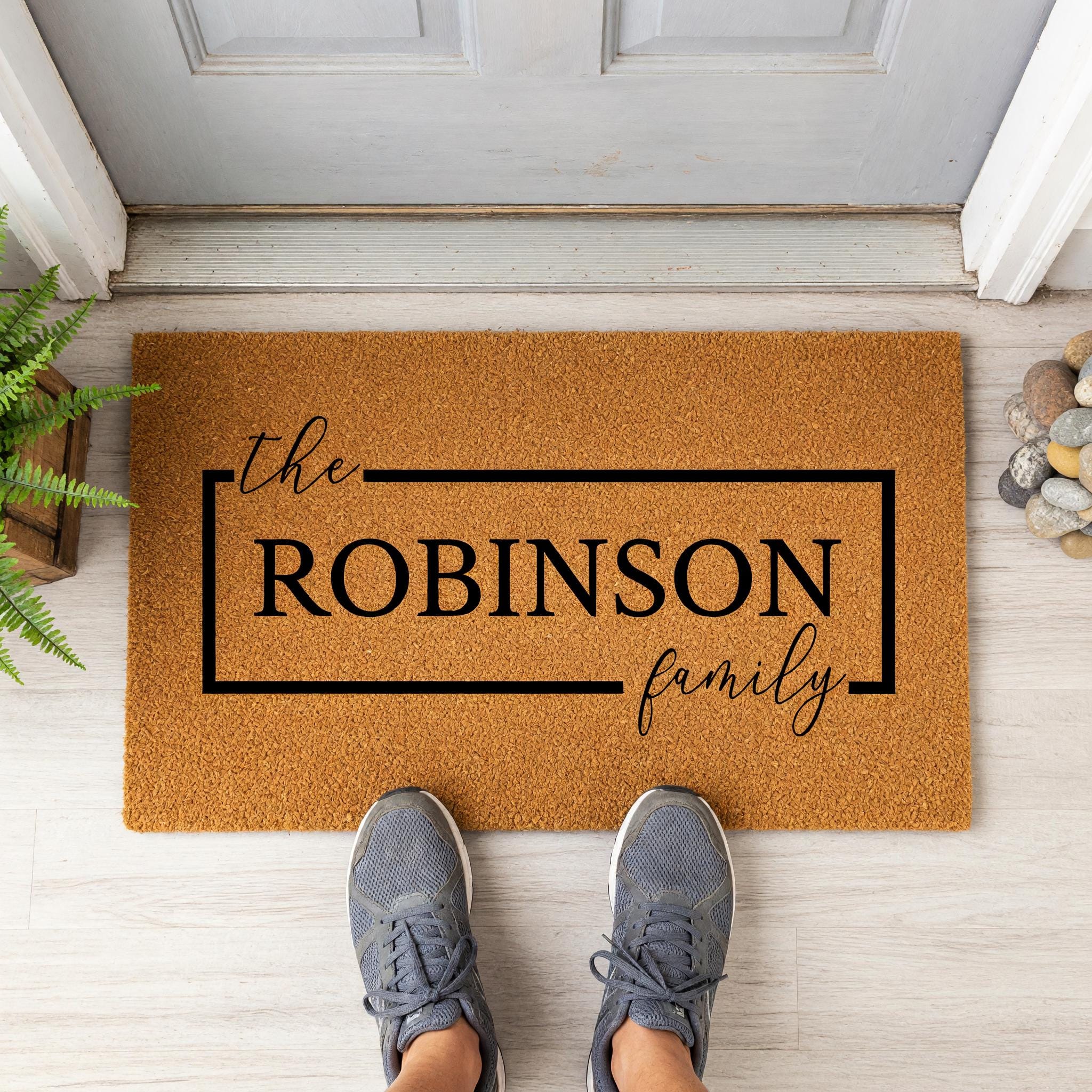 Custom Family Name Doormat, Personalized Welcome Mat, Front Porch Housewarming Gift