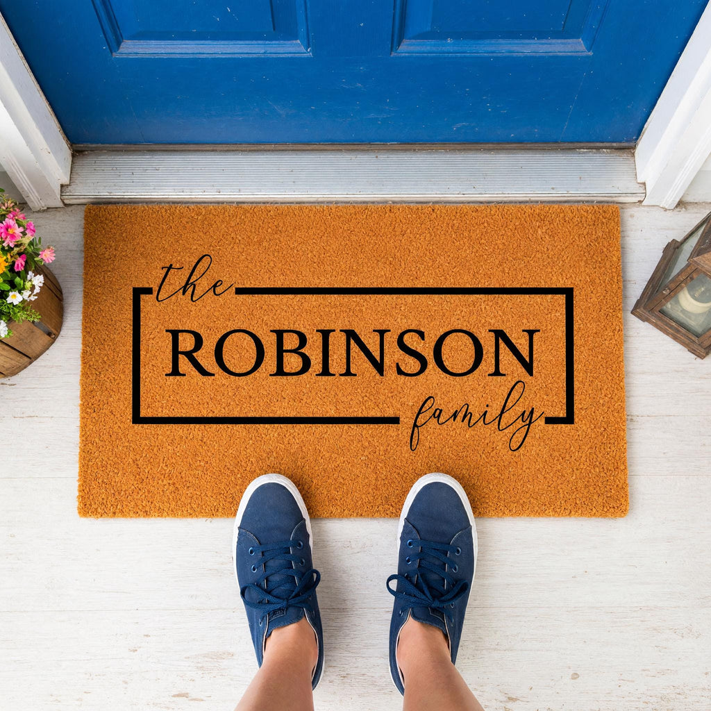 Custom Family Name Doormat, Personalized Welcome Mat, Front Porch Housewarming Gift