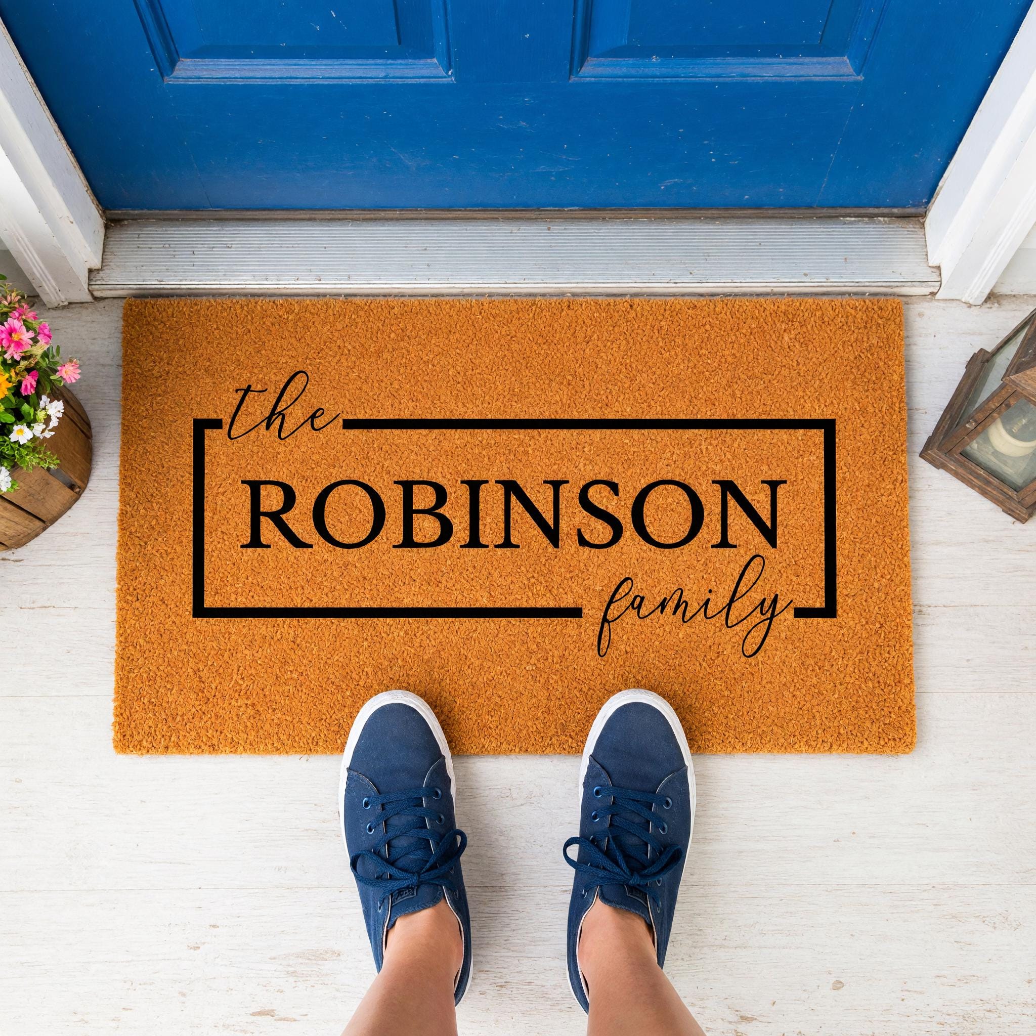 Custom Family Name Doormat, Personalized Welcome Mat, Front Porch Housewarming Gift