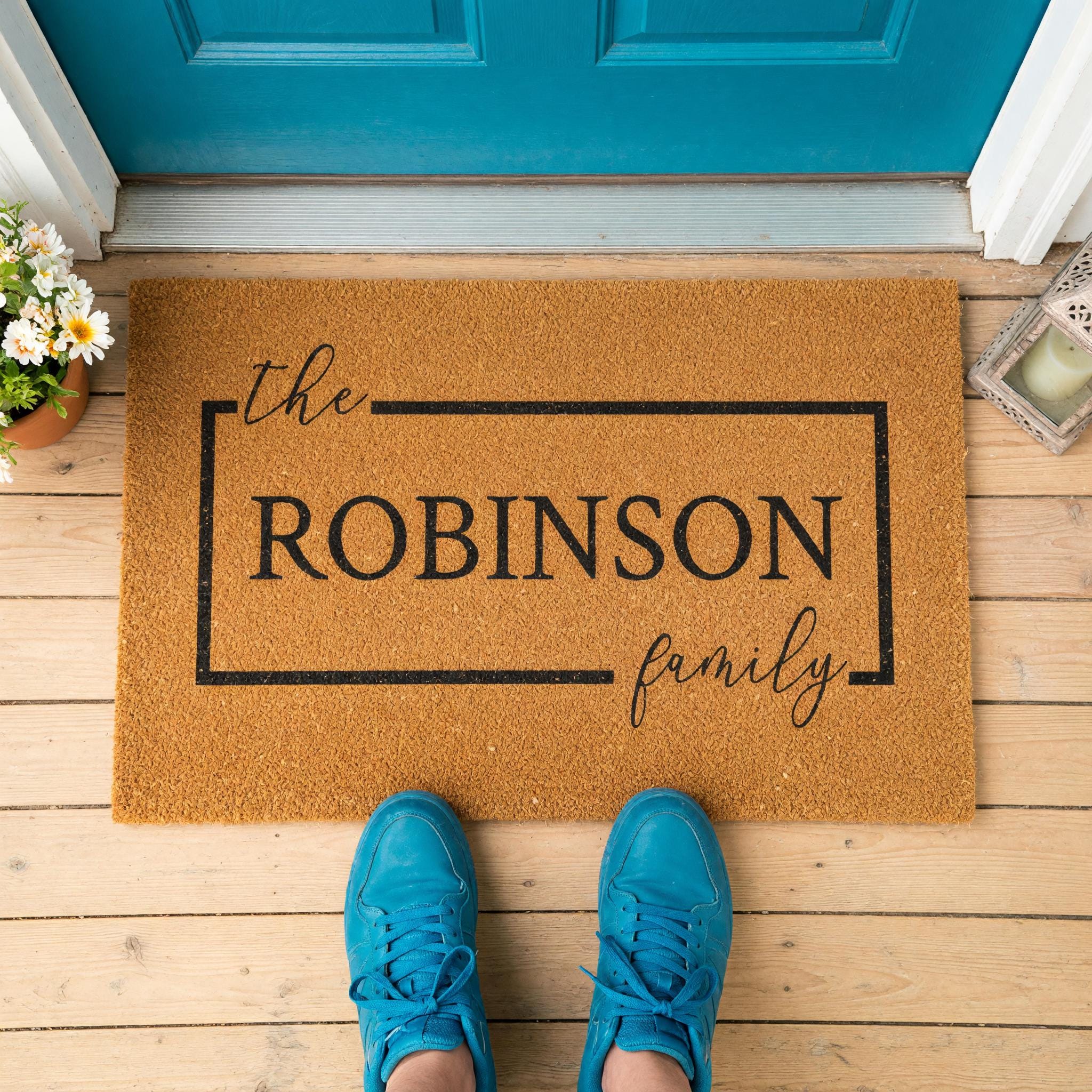 Custom Family Name Doormat, Personalized Welcome Mat, Front Porch Housewarming Gift