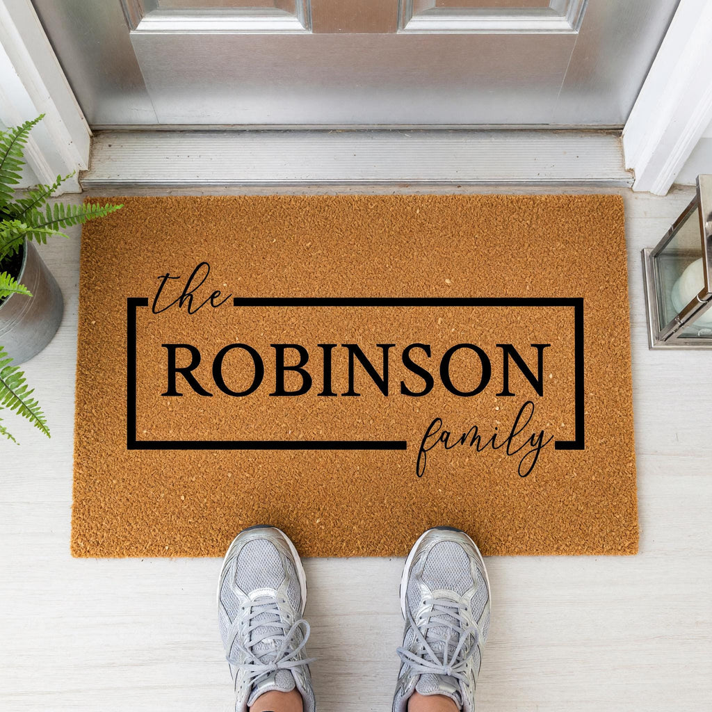 Custom Family Name Doormat, Personalized Welcome Mat, Front Porch Housewarming Gift