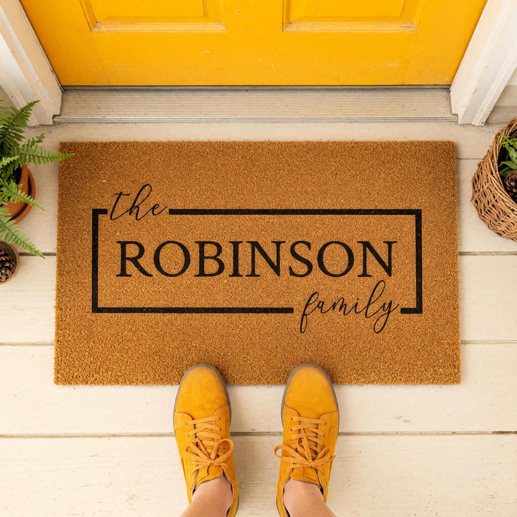 Custom Family Name Doormat, Personalized Welcome Mat, Front Porch Housewarming Gift