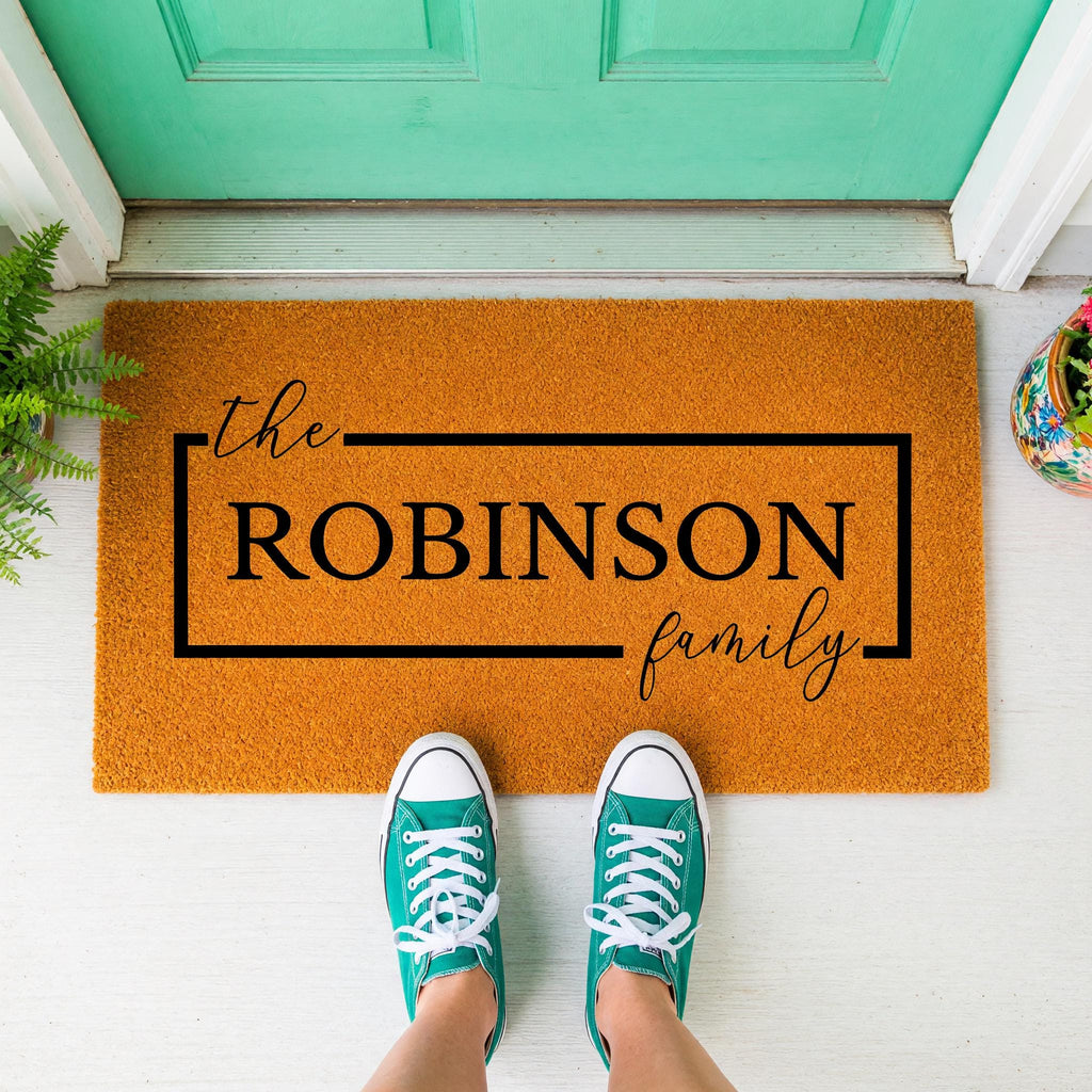 Custom Family Name Doormat, Personalized Welcome Mat, Front Porch Housewarming Gift
