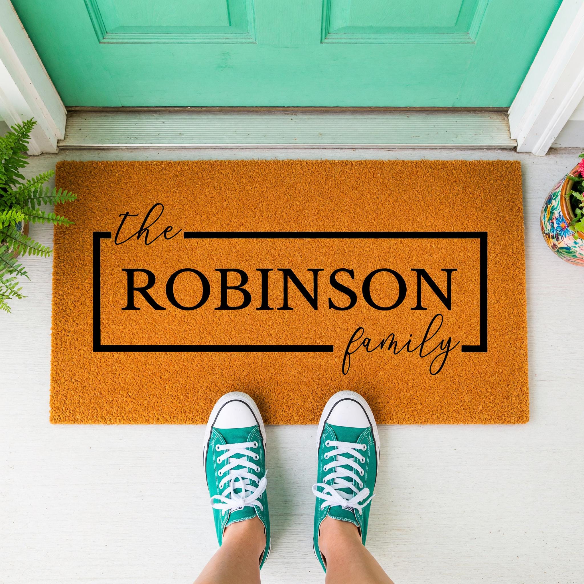 Custom Family Name Doormat, Personalized Welcome Mat, Front Porch Housewarming Gift