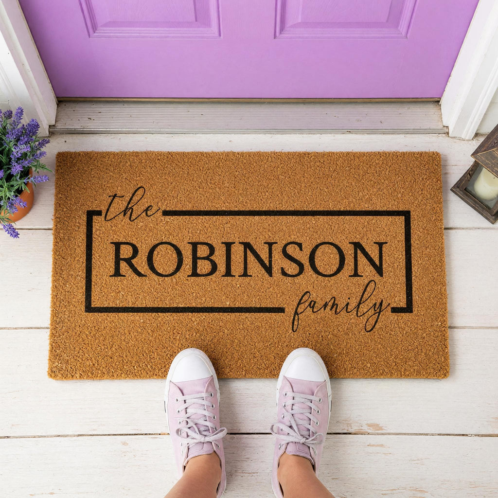 Custom Family Name Doormat, Personalized Welcome Mat, Front Porch Housewarming Gift