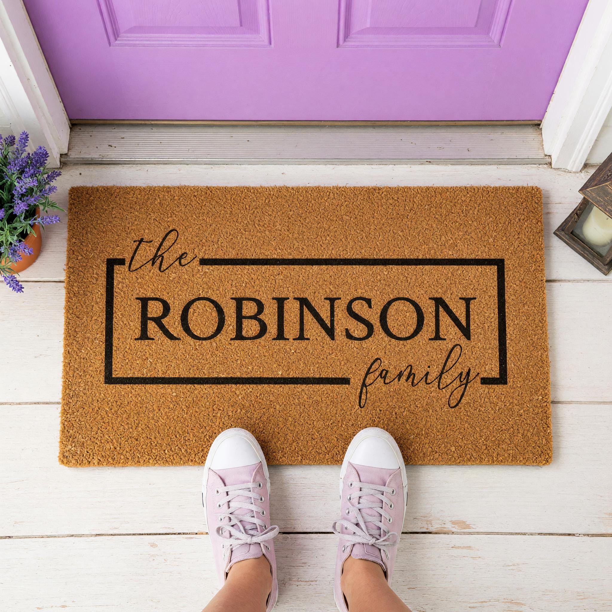 Custom Family Name Doormat, Personalized Welcome Mat, Front Porch Housewarming Gift