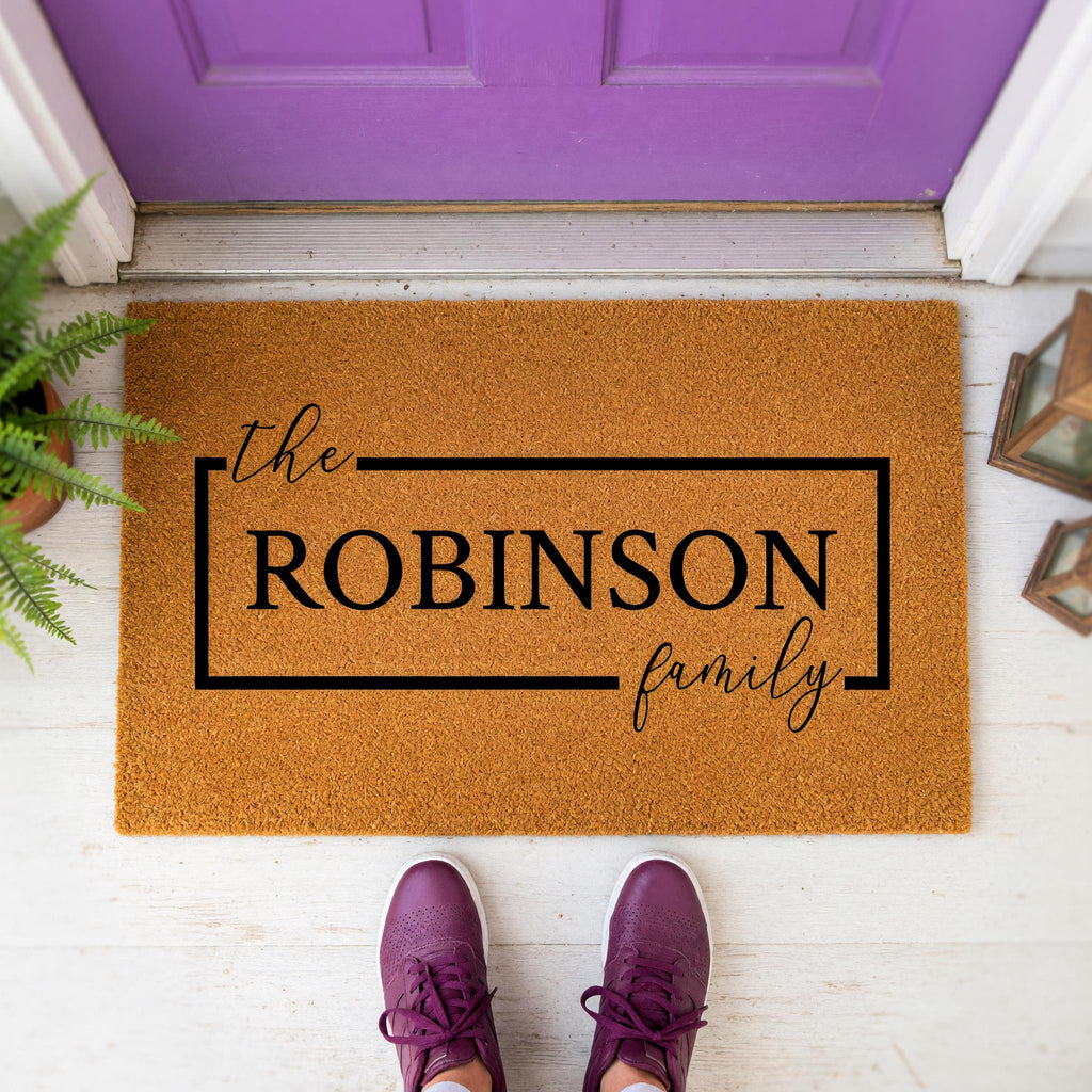 Custom Family Name Doormat, Personalized Welcome Mat, Front Porch Housewarming Gift