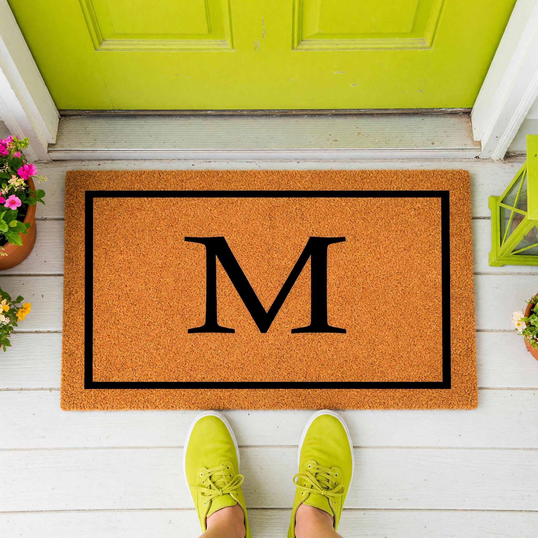 M Monogram Doormat - Housewarming Gift - Letter Welcome Mat