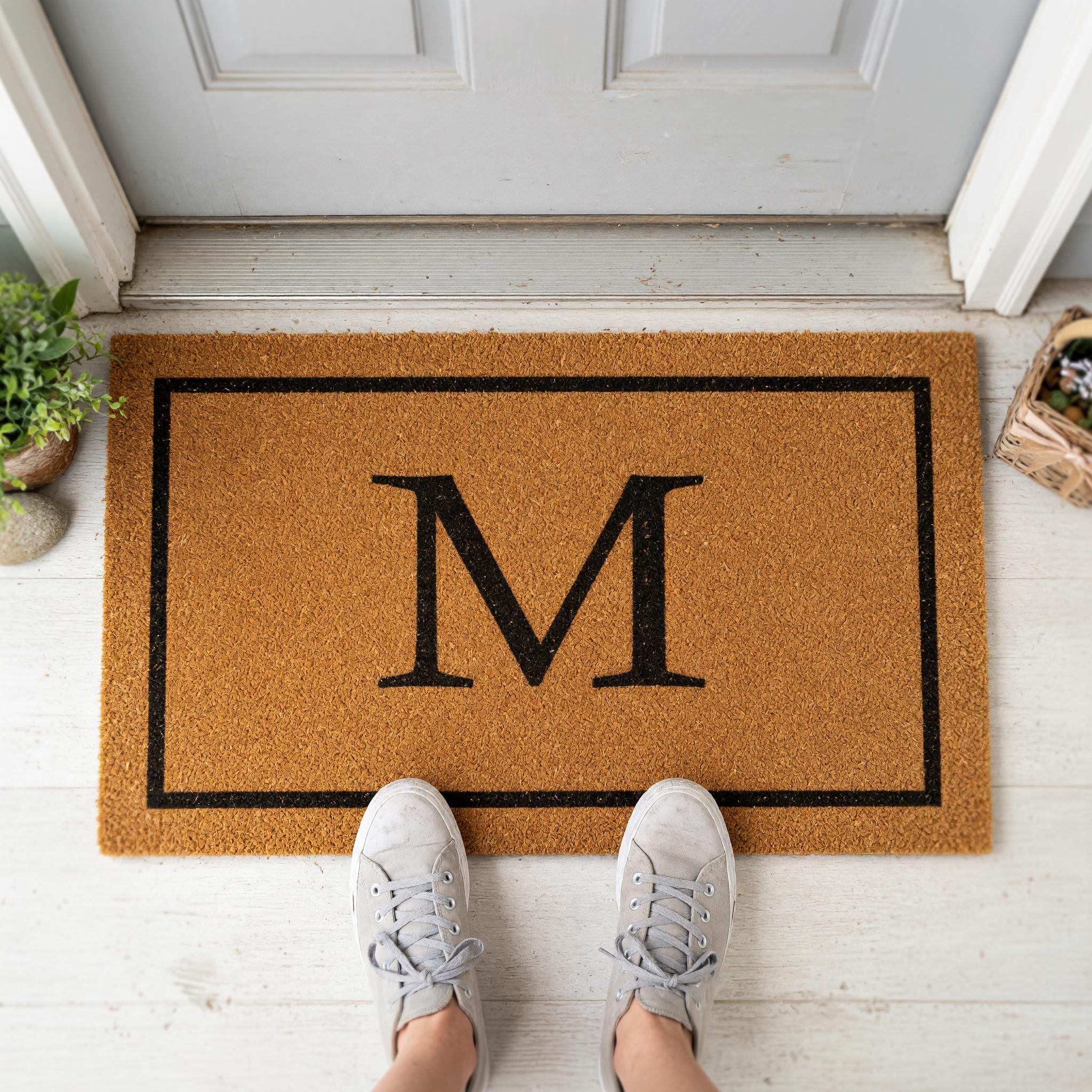 M Monogram Doormat - Housewarming Gift - Letter Welcome Mat