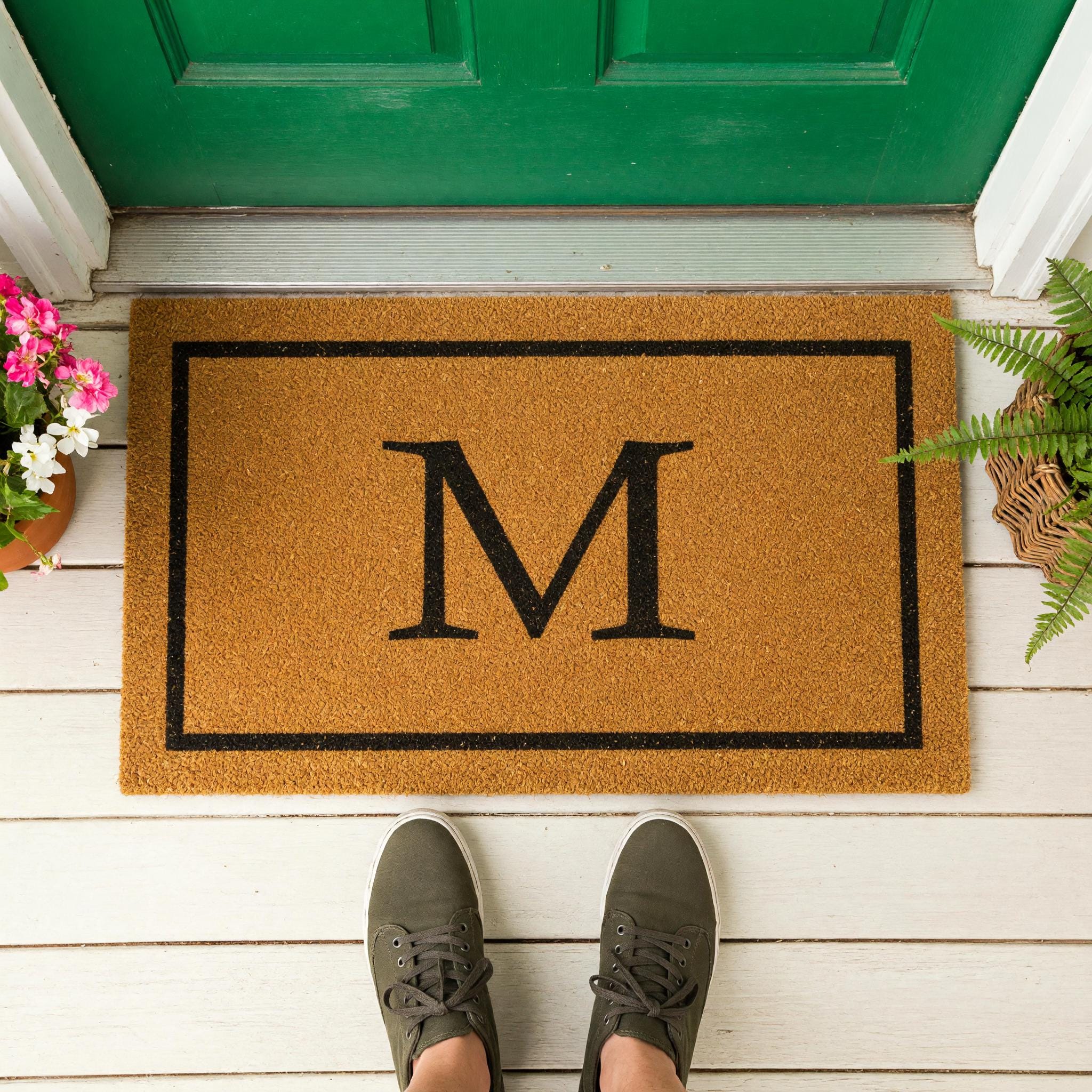 M Monogram Doormat - Housewarming Gift - Letter Welcome Mat