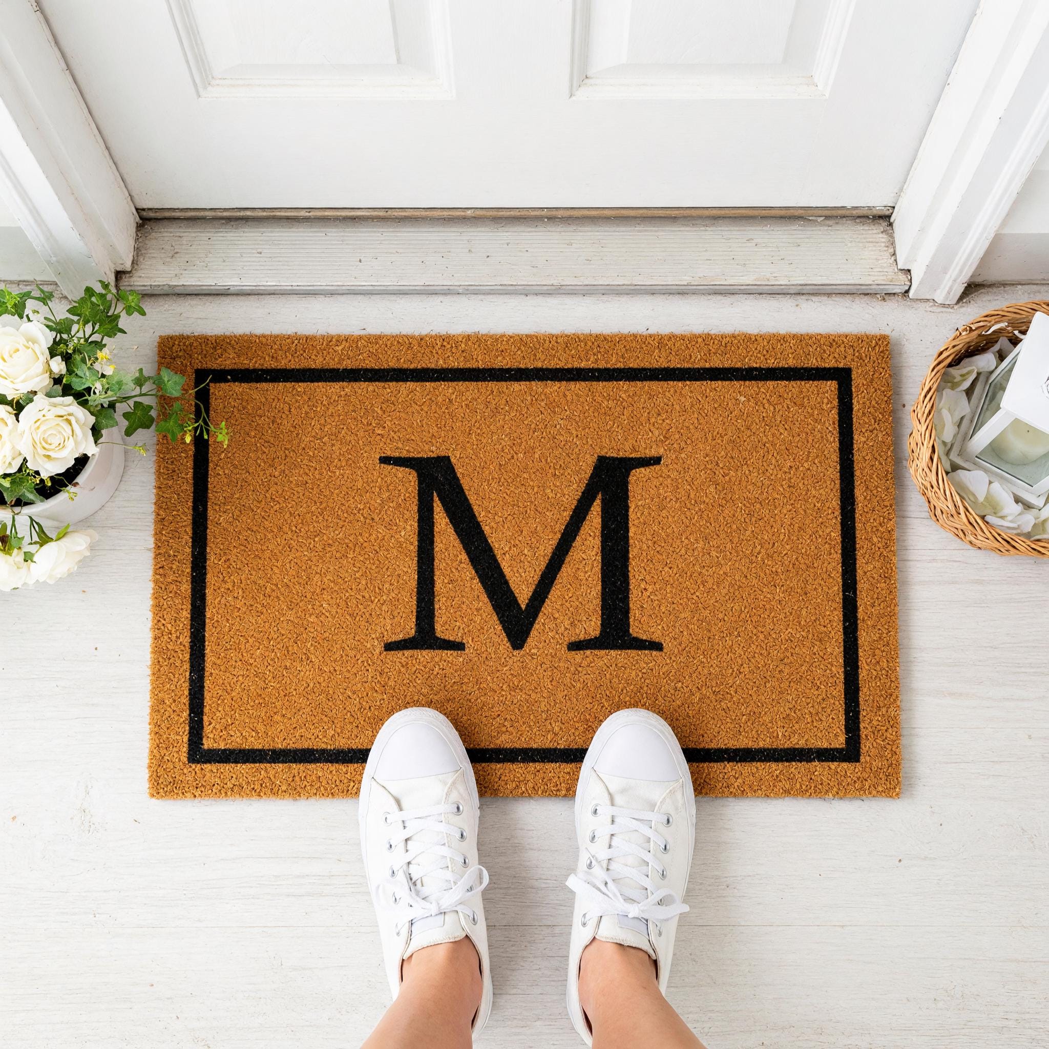 M Monogram Doormat - Housewarming Gift - Letter Welcome Mat