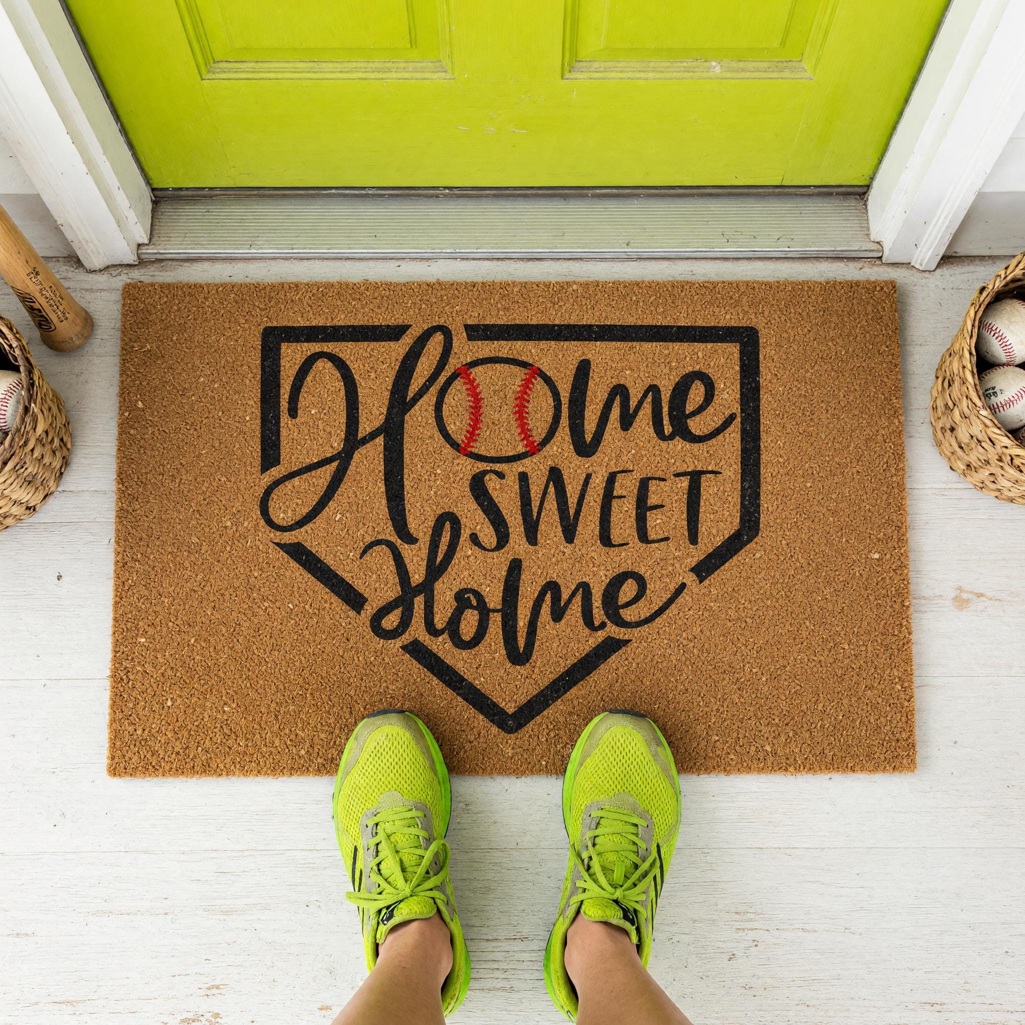 Home Sweet Baseball Doormat - Housewarming Gift - Sports Welcome Mat