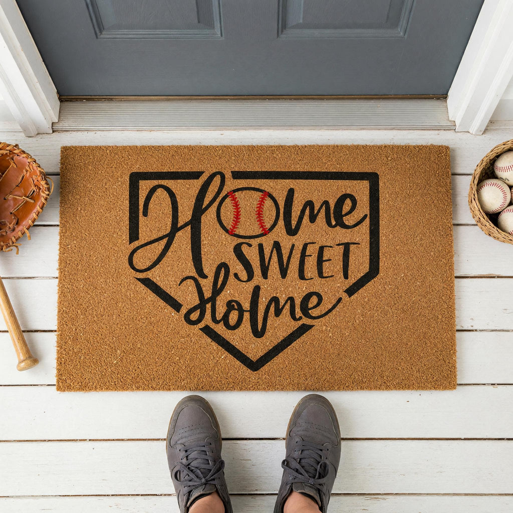Home Sweet Baseball Doormat - Housewarming Gift - Sports Welcome Mat