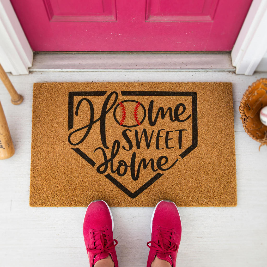 Home Sweet Baseball Doormat - Housewarming Gift - Sports Welcome Mat