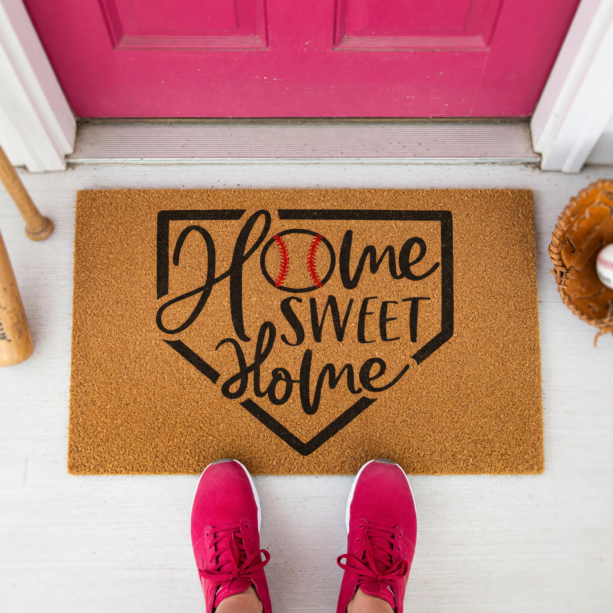 Home Sweet Baseball Doormat - Housewarming Gift - Sports Welcome Mat