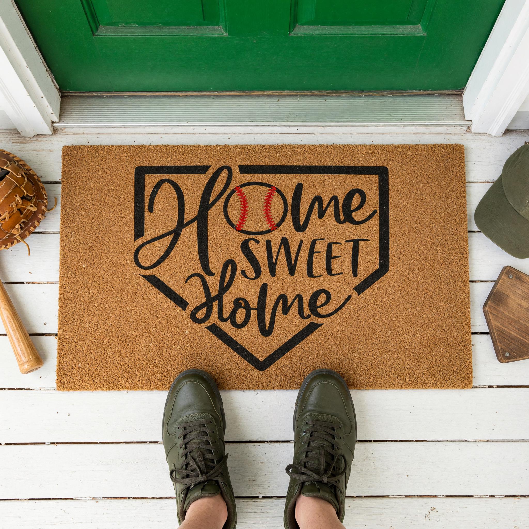 Home Sweet Baseball Doormat - Housewarming Gift - Sports Welcome Mat