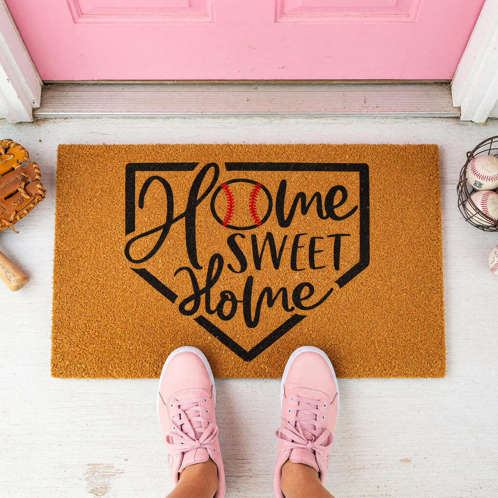 Home Sweet Baseball Doormat - Housewarming Gift - Sports Welcome Mat