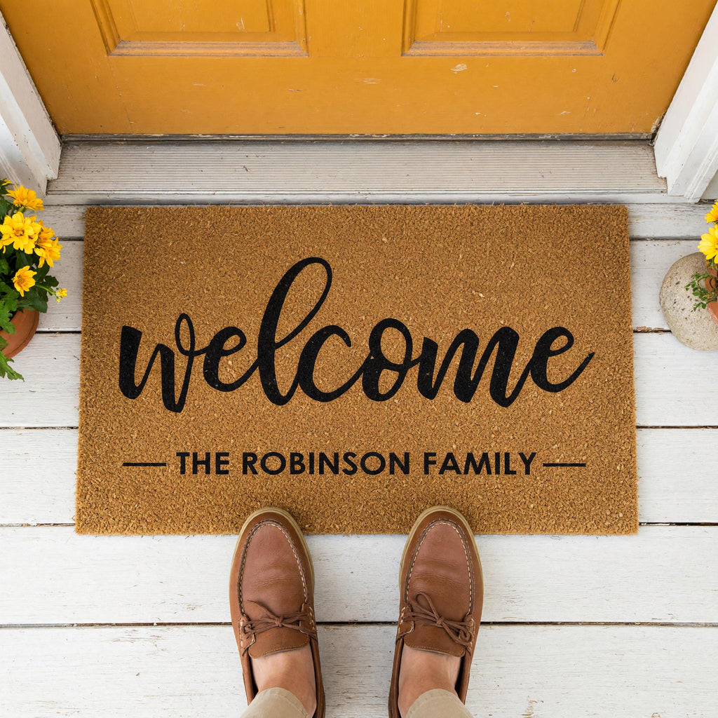 Personalized Welcome Family Doormat, Custom Last Name Front Porch Mat