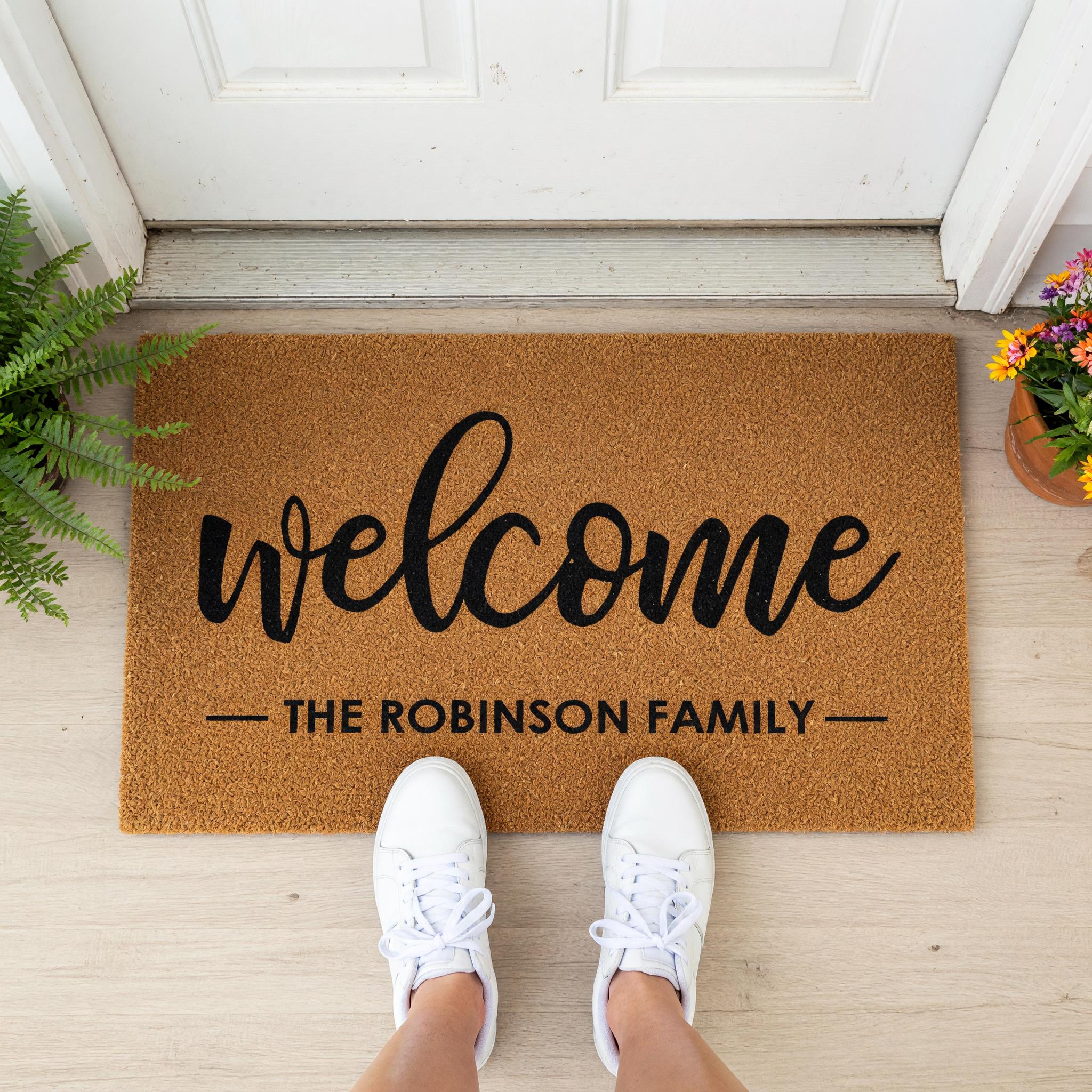 Personalized Welcome Family Doormat, Custom Last Name Front Porch Mat