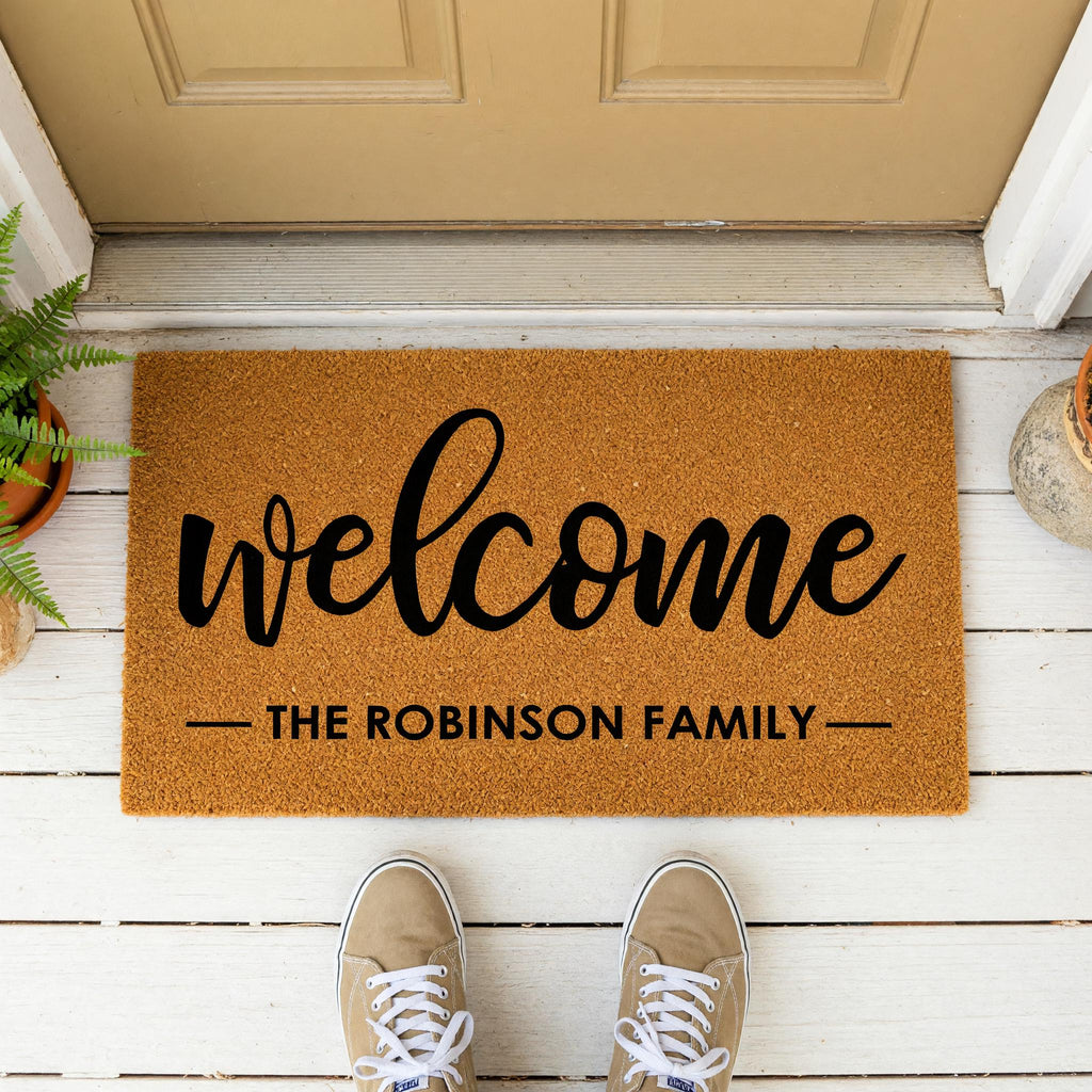 Personalized Welcome Family Doormat, Custom Last Name Front Porch Mat