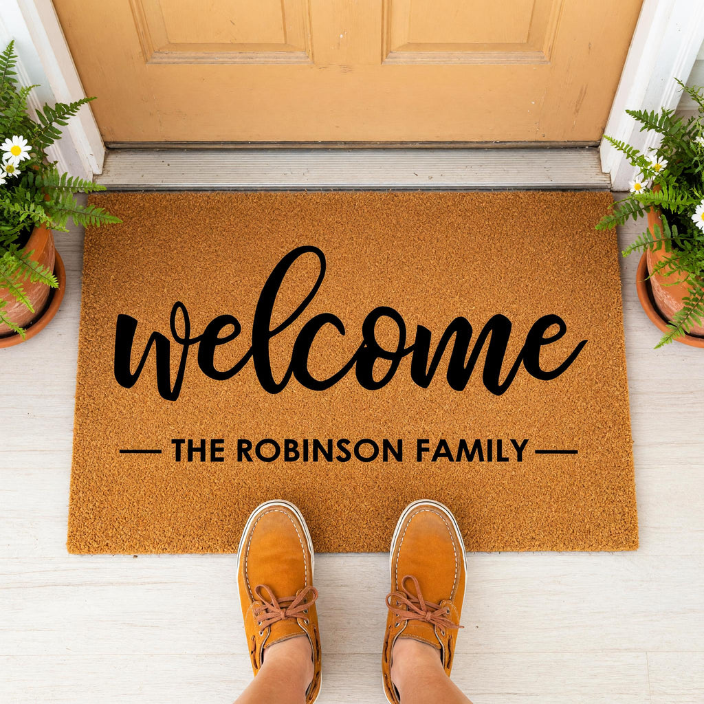 Personalized Welcome Family Doormat, Custom Last Name Front Porch Mat