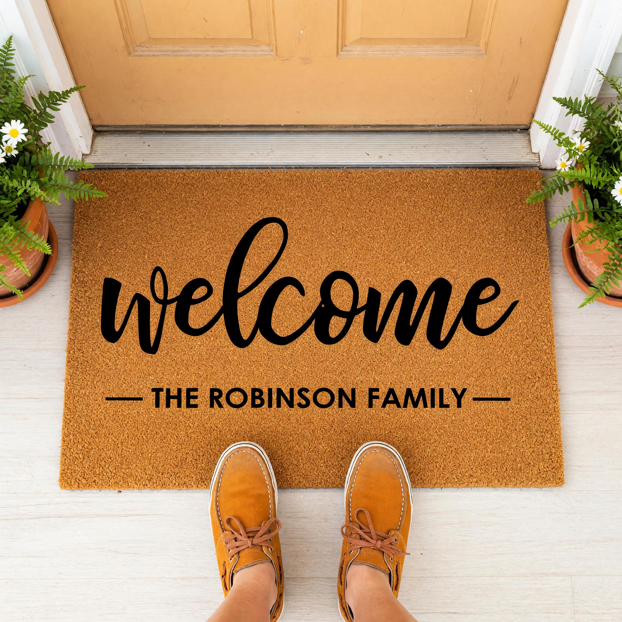 Personalized Welcome Family Doormat, Custom Last Name Front Porch Mat