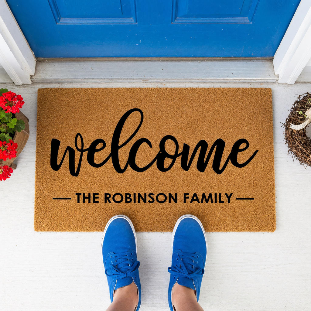 Personalized Welcome Family Doormat, Custom Last Name Front Porch Mat
