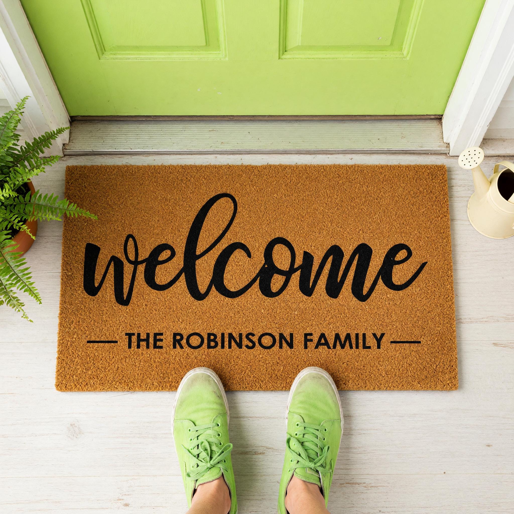 Personalized Welcome Family Doormat, Custom Last Name Front Porch Mat