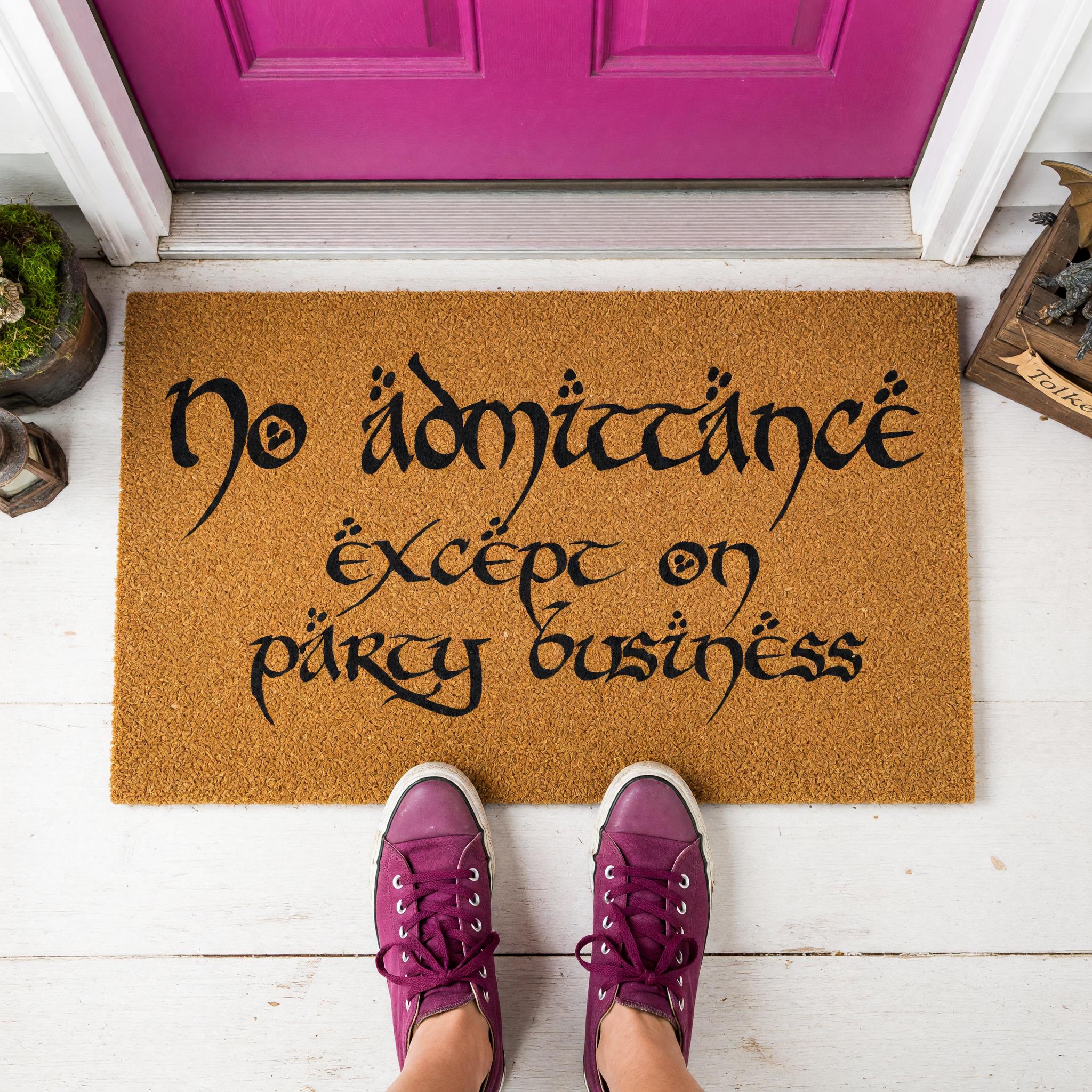 No Admittance Except On Party Business Doormat - Housewarming Gift - Welcome Mat