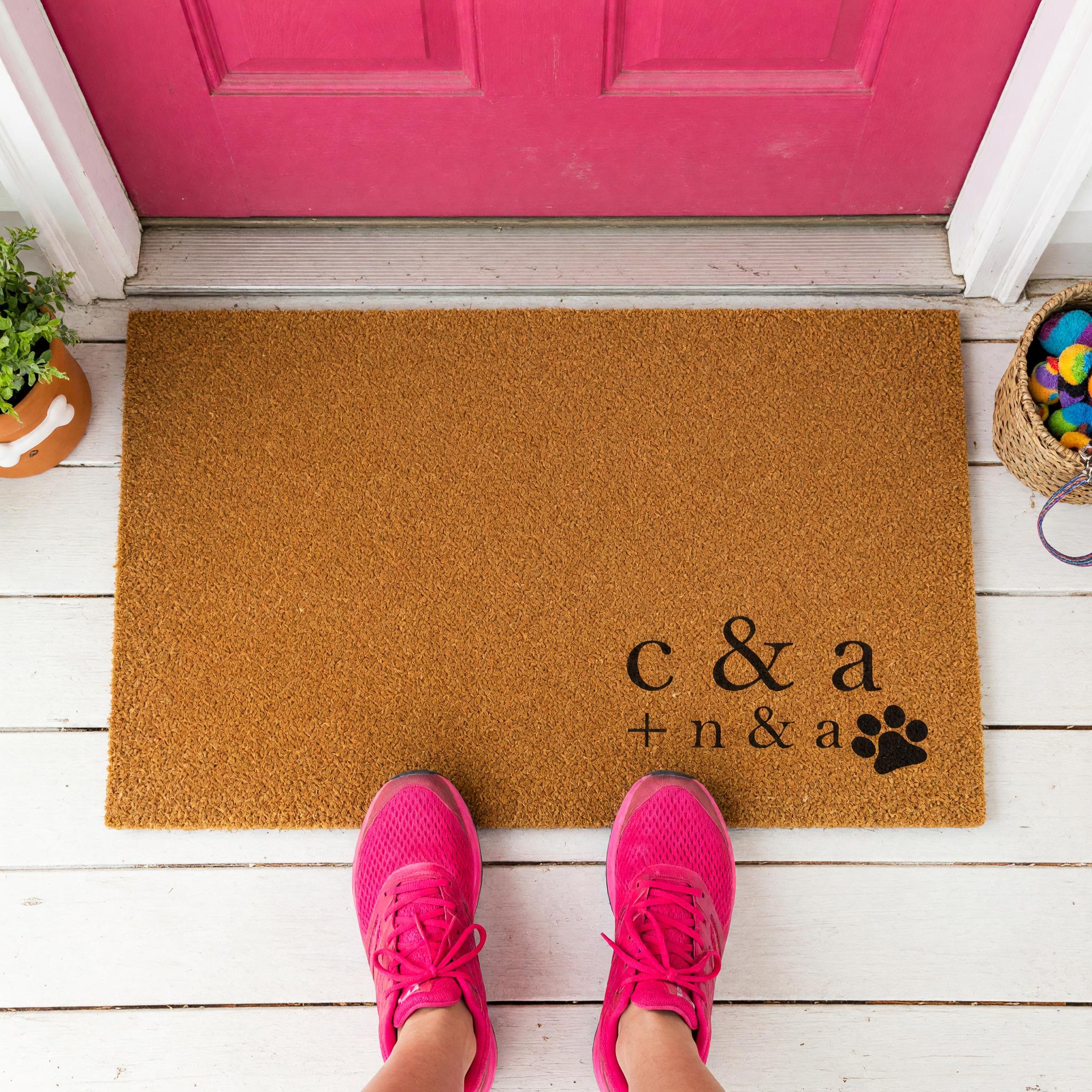 Custom Initial Doormat, Personalized Welcome Mat, Paw Print Front Porch
