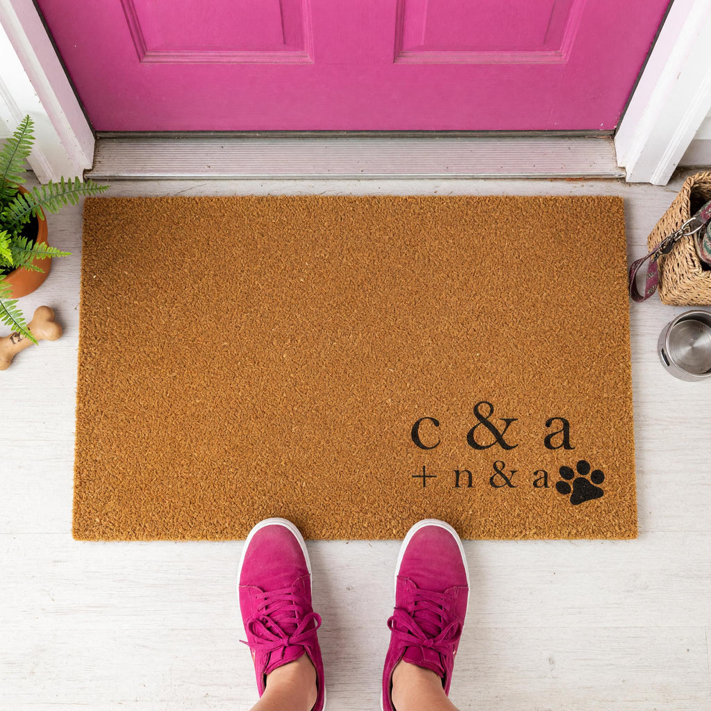 Custom Initial Doormat, Personalized Welcome Mat, Paw Print Front Porch