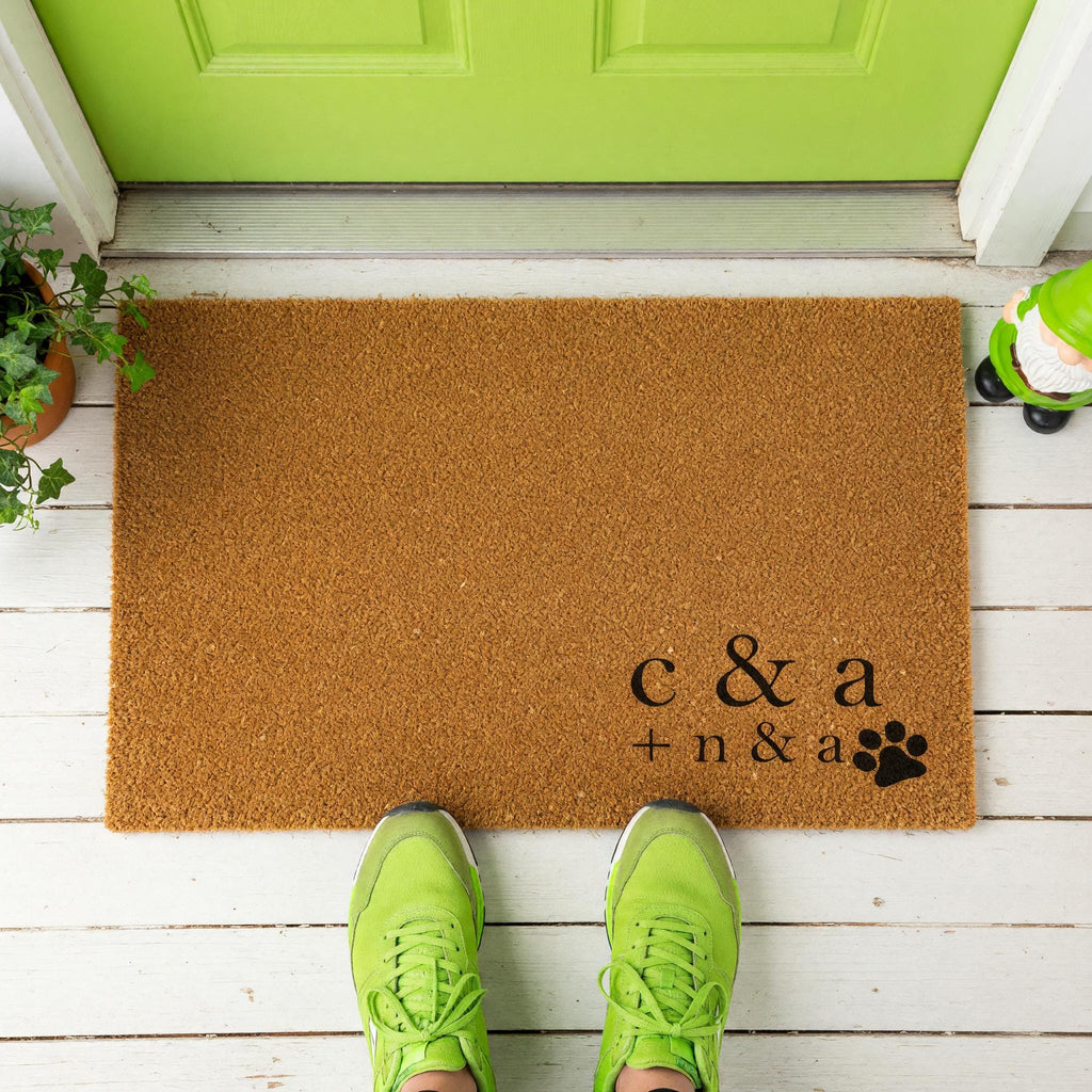 Custom Initial Doormat, Personalized Welcome Mat, Paw Print Front Porch
