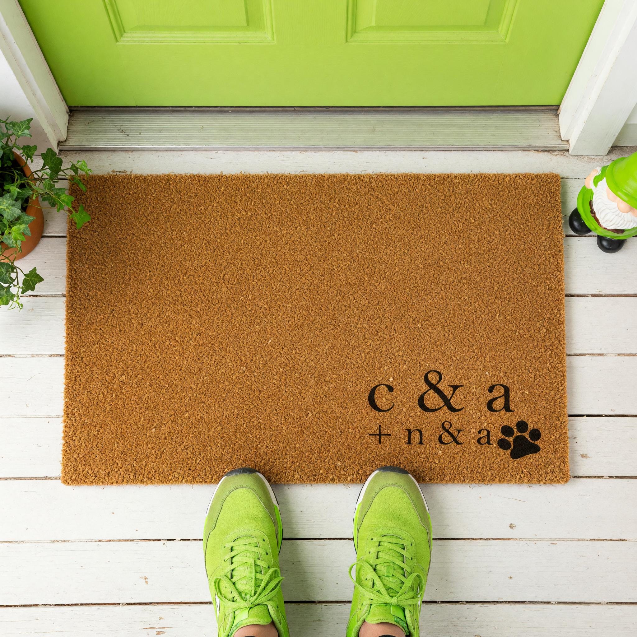 Custom Initial Doormat, Personalized Welcome Mat, Paw Print Front Porch