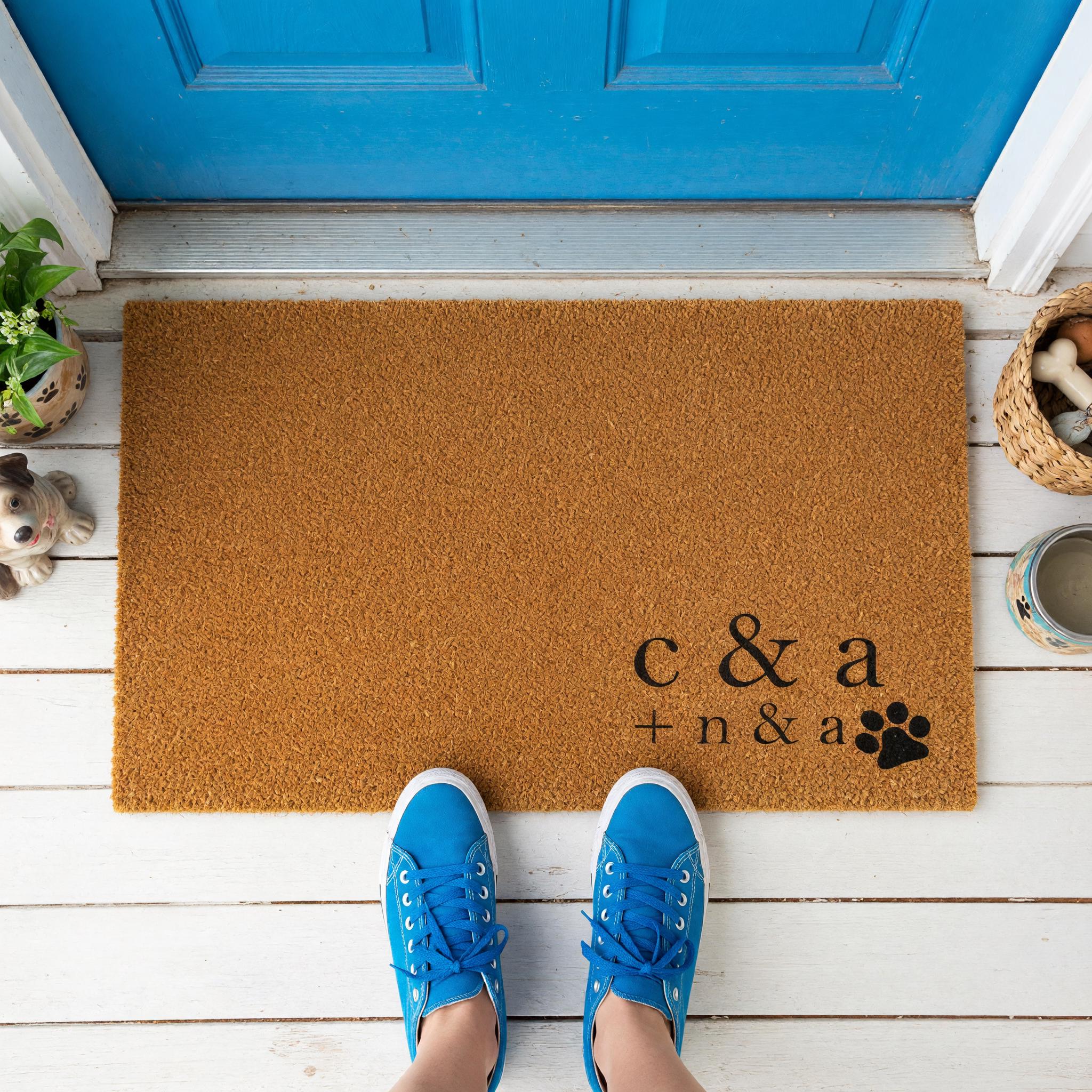 Custom Initial Doormat, Personalized Welcome Mat, Paw Print Front Porch