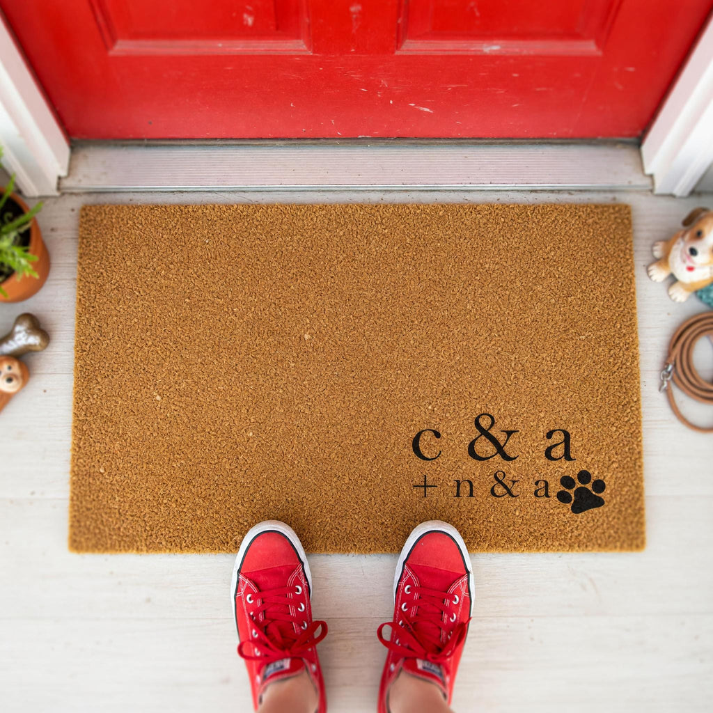 Custom Initial Doormat, Personalized Welcome Mat, Paw Print Front Porch