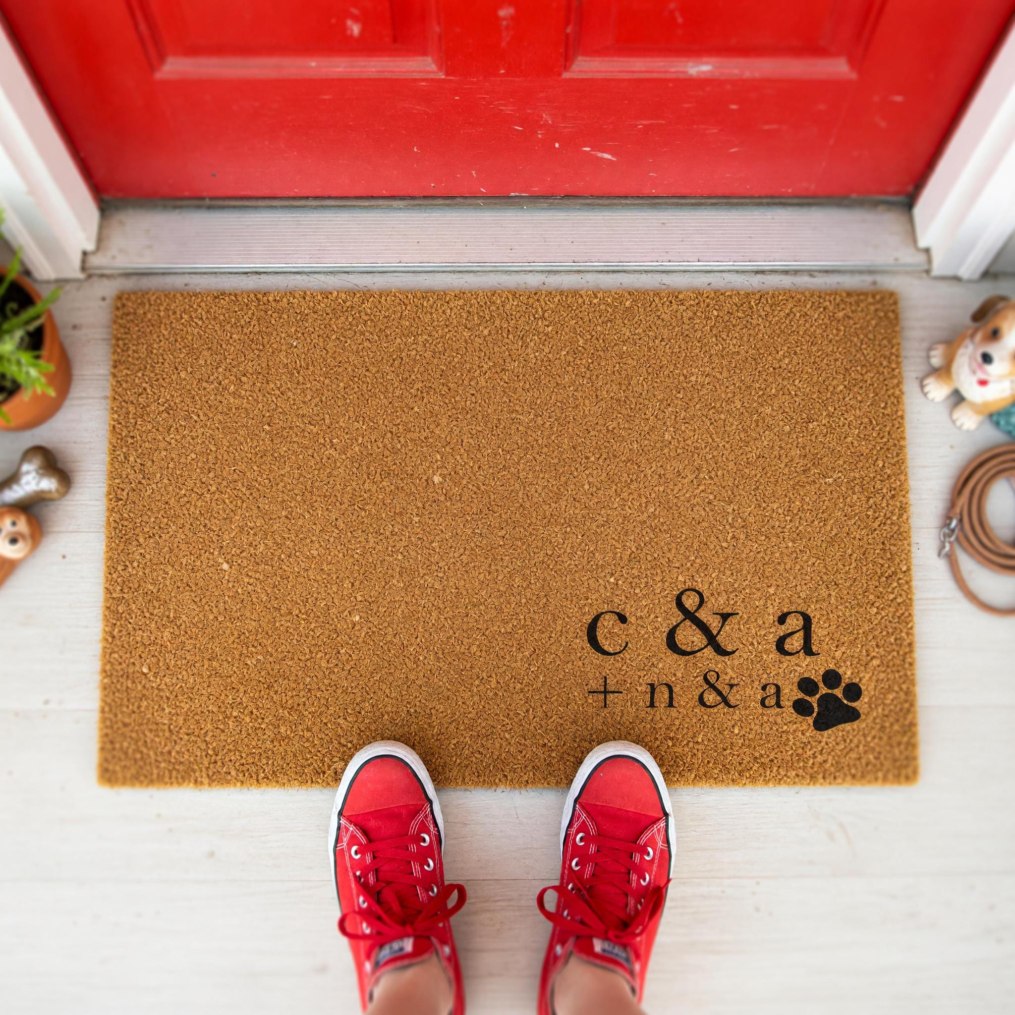 Custom Initial Doormat, Personalized Welcome Mat, Paw Print Front Porch