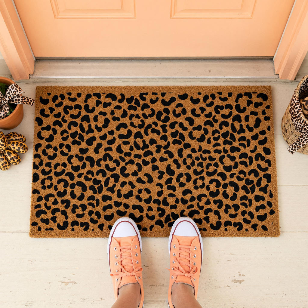 Leopard Print Welcome Doormat, Cheetah Pattern Front Porch Mat, Safari Animal