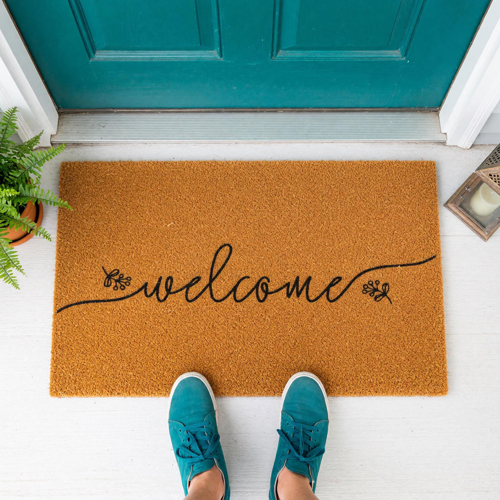 Welcome Doormat, Floral Front Porch Mat, New Home Gift, Closing Housewarming