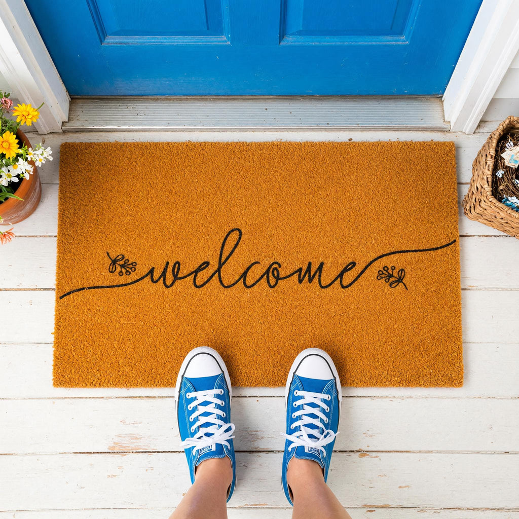 Welcome Doormat, Floral Front Porch Mat, New Home Gift, Closing Housewarming