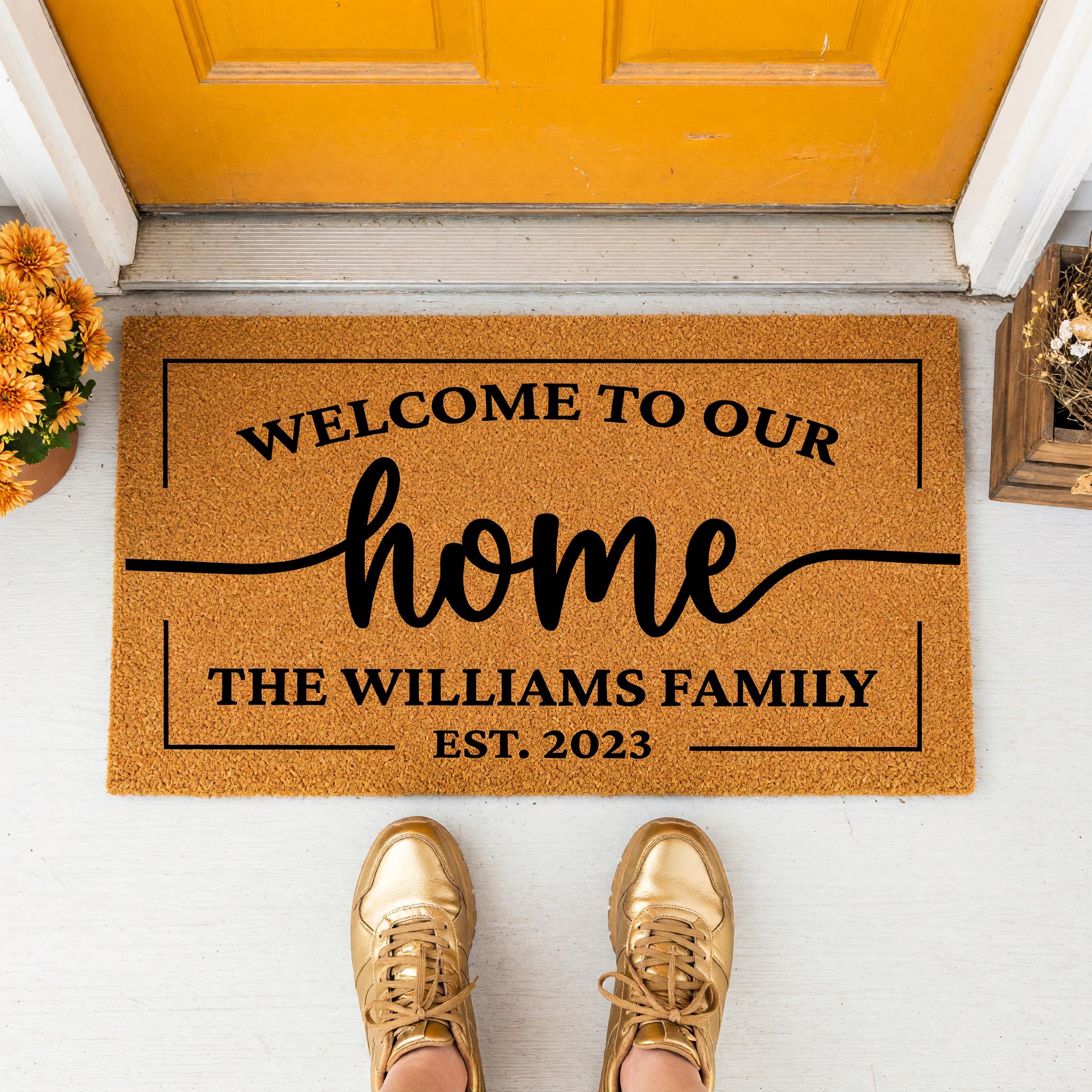 Welcome To Our Home, Custom Family Name Doormat, Housewarming Gift, Front Door