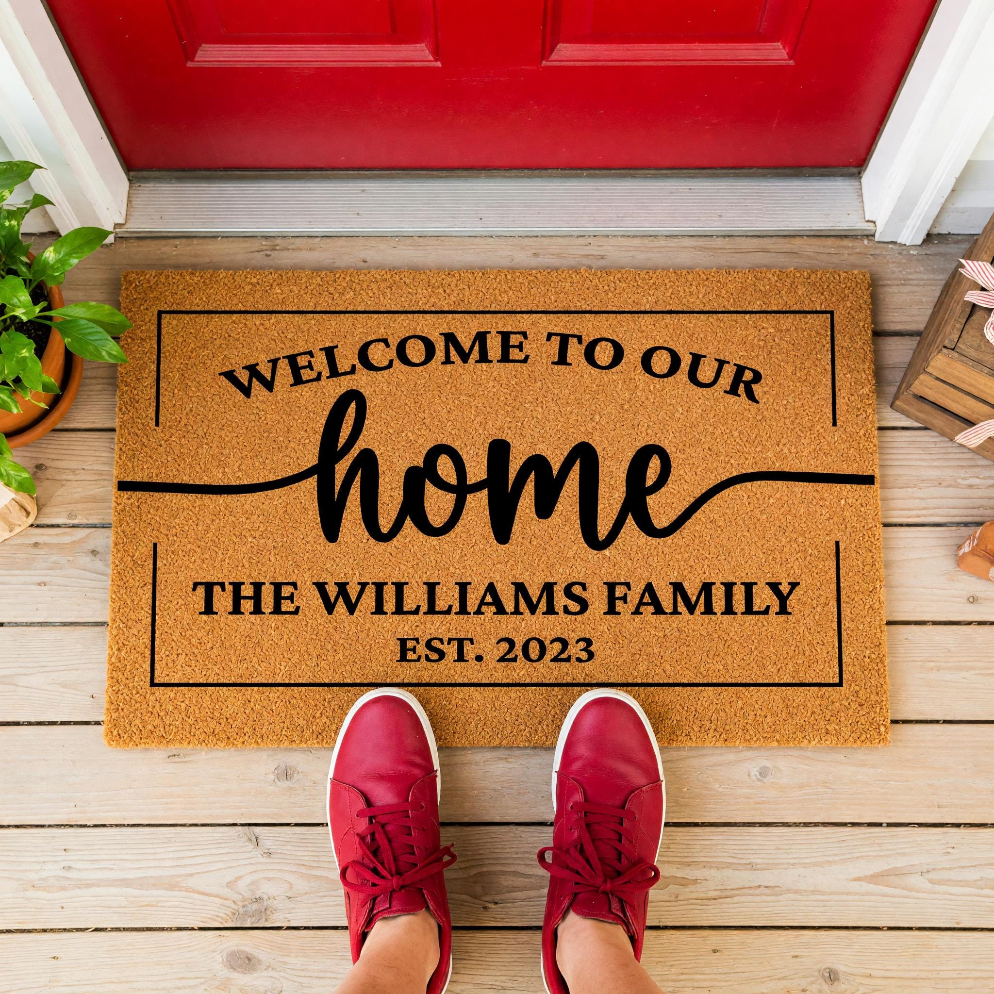 Welcome To Our Home, Custom Family Name Doormat, Housewarming Gift, Front Door