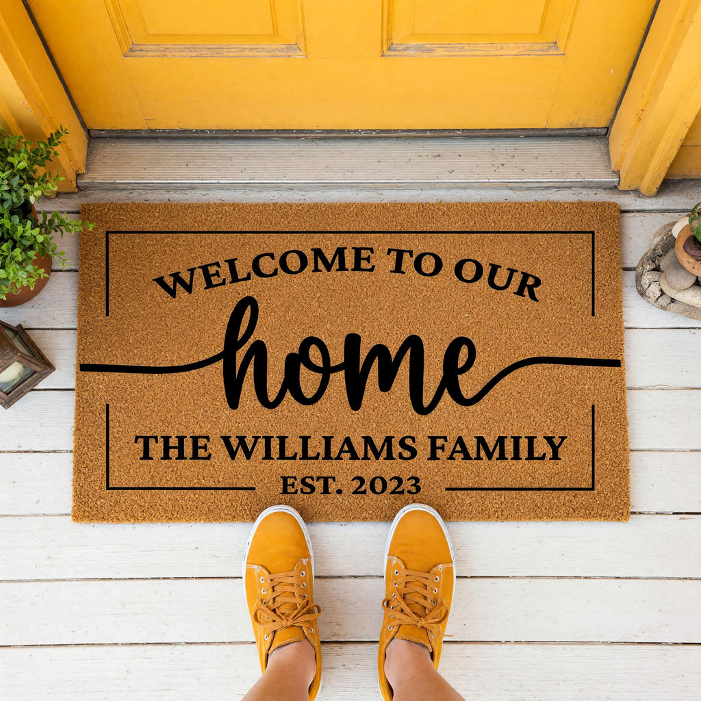 Welcome To Our Home, Custom Family Name Doormat, Housewarming Gift, Front Door