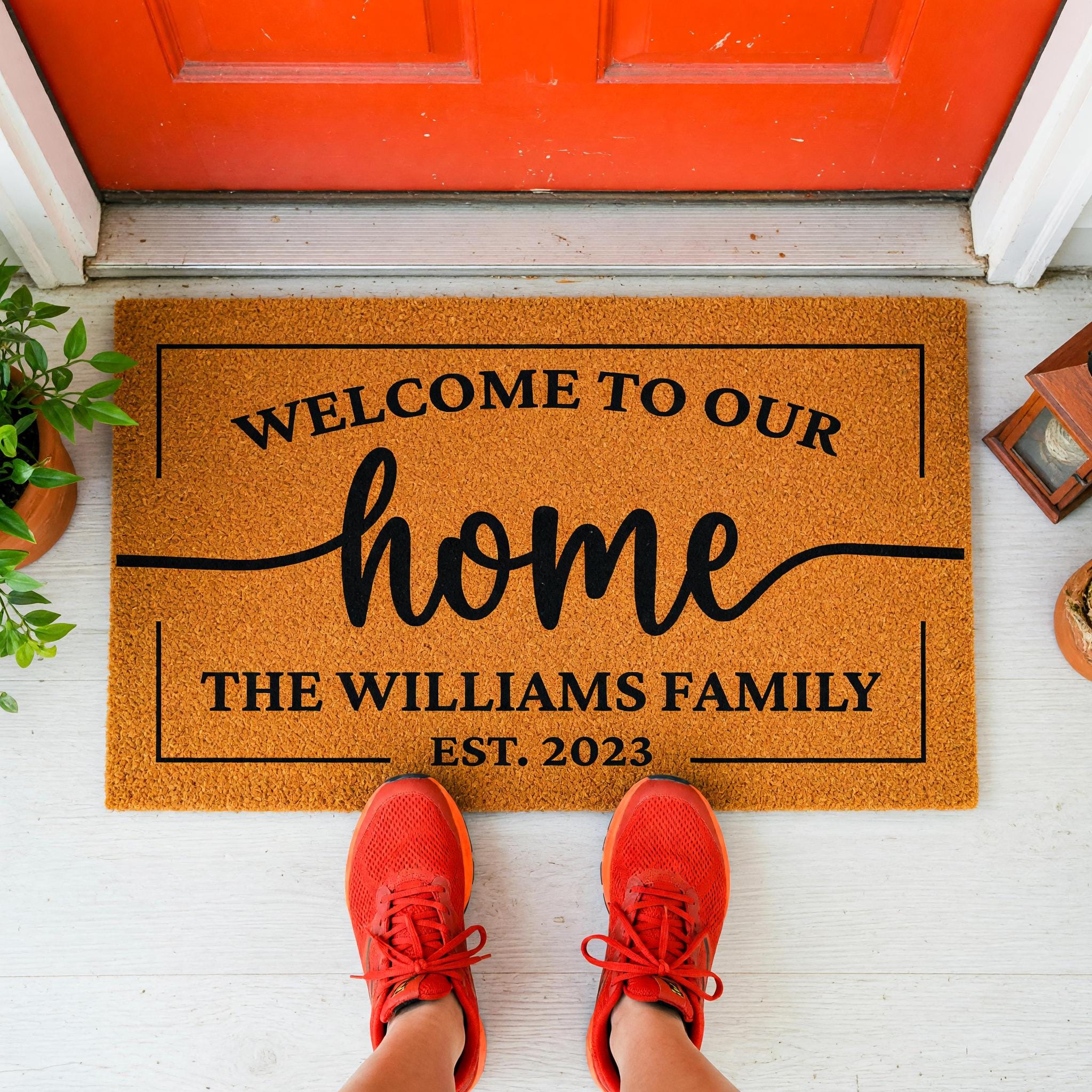 Welcome To Our Home, Custom Family Name Doormat, Housewarming Gift, Front Door