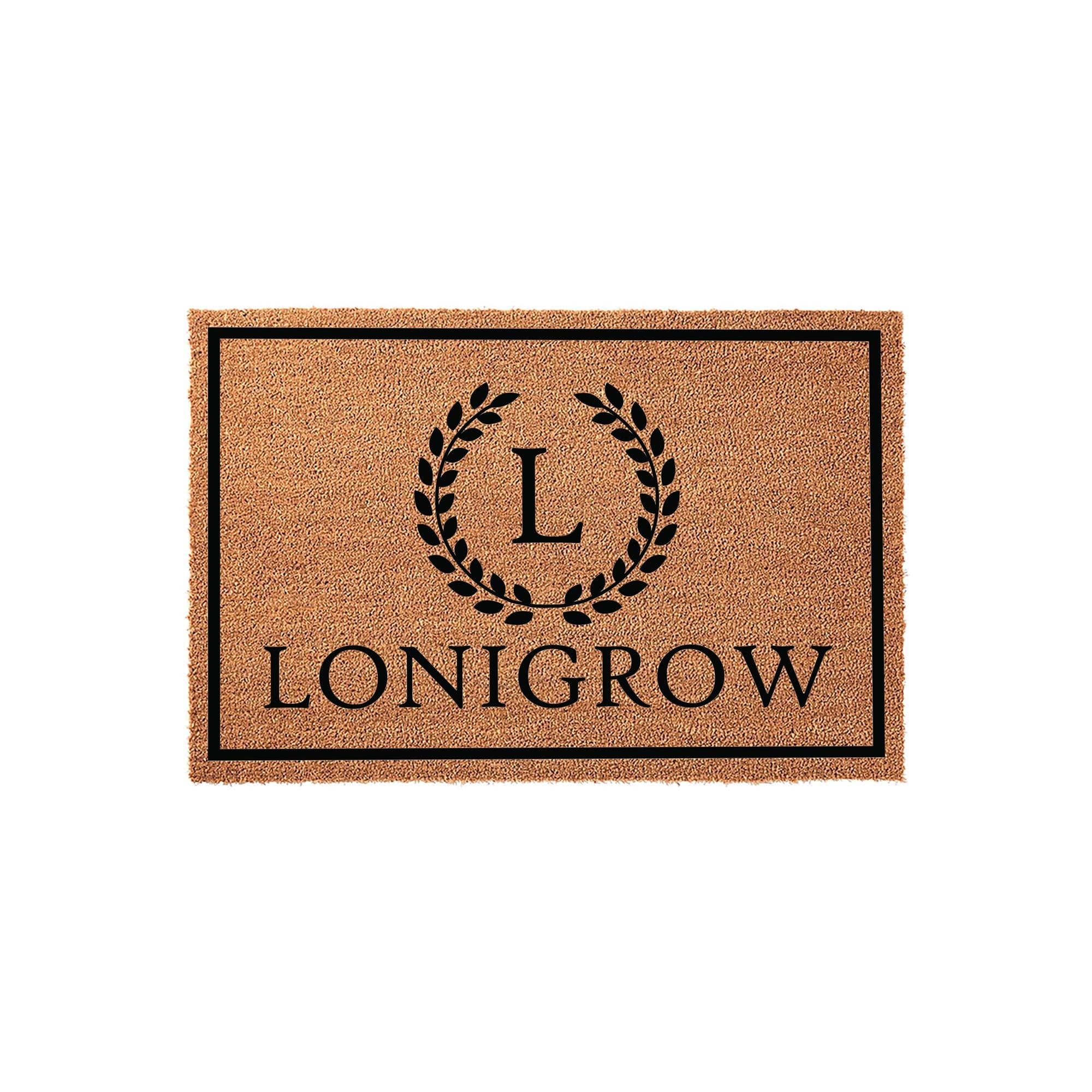 Custom Monogram Welcome Mat - Personalized Front Porch Outdoor Home Coir Floor