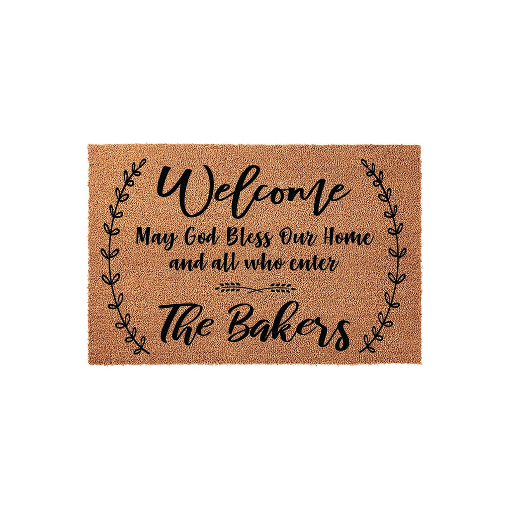 Welcome May God Bless Our Home And All Who Enter Personalized Doormat
