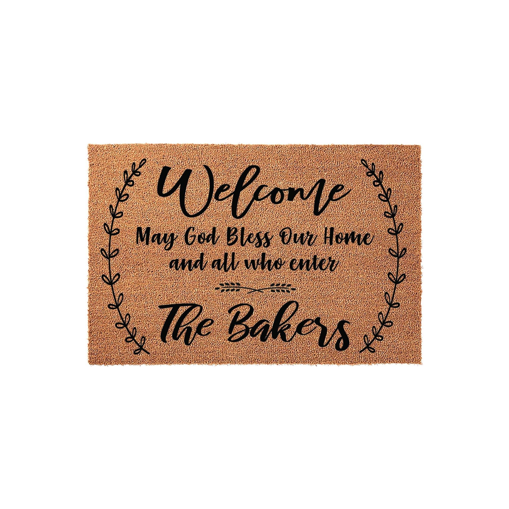 Welcome May God Bless Our Home And All Who Enter Personalized Doormat