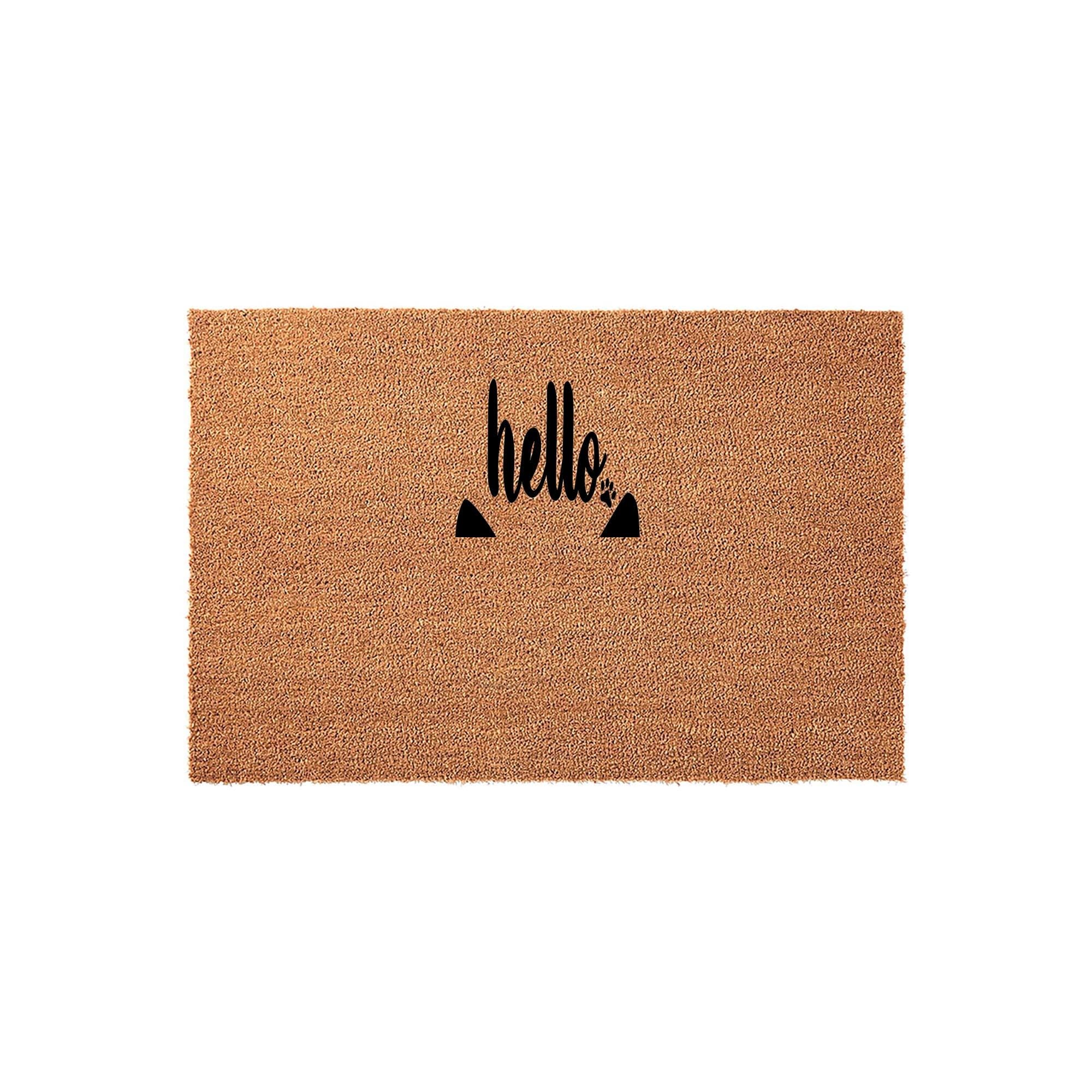 Hello Doormat, Housewarming Gift, Cat Owner Welcome Mat