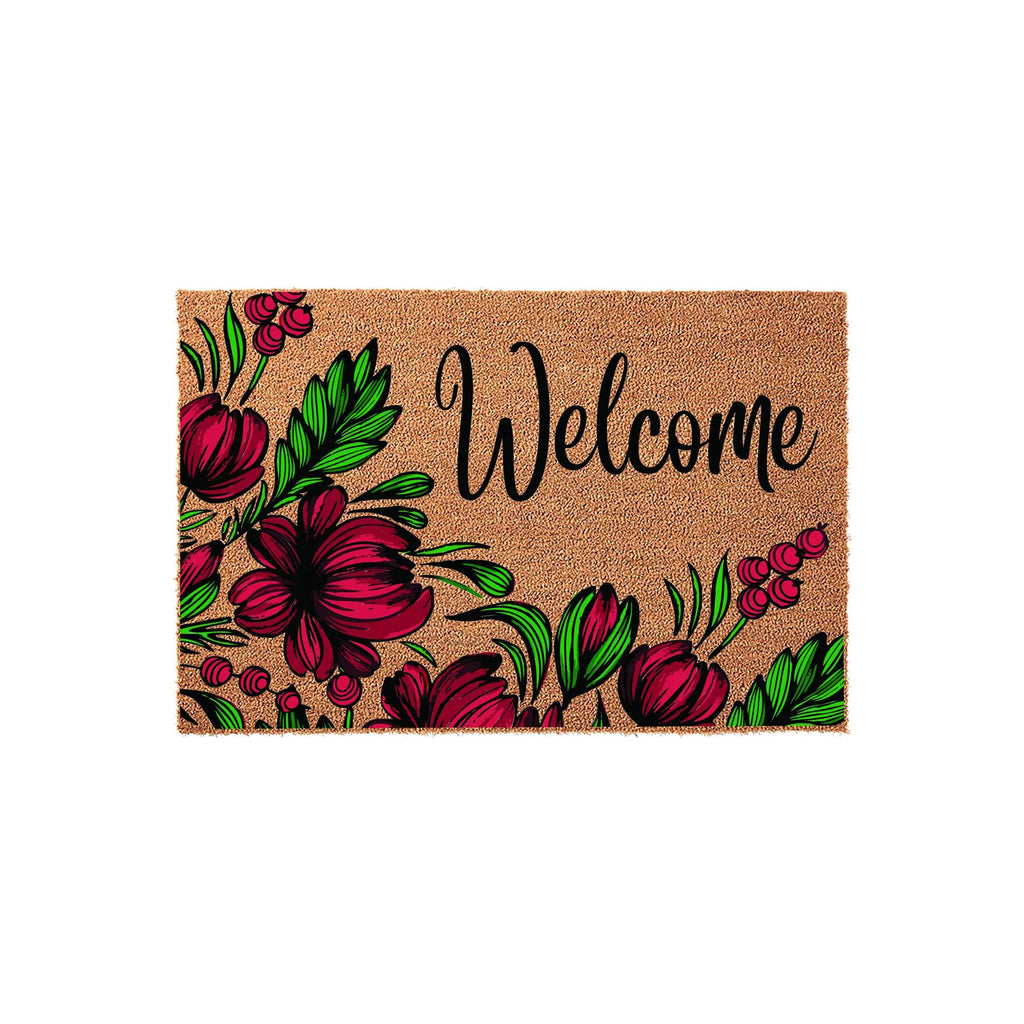 Welcome Doormat, Floral Front Porch Mat, Spring Housewarming Gift