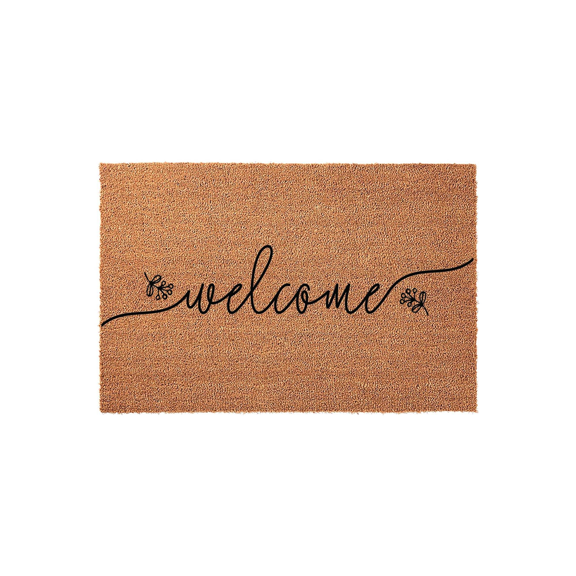 Welcome Doormat, Floral Front Porch Mat, New Home Gift, Closing Housewarming